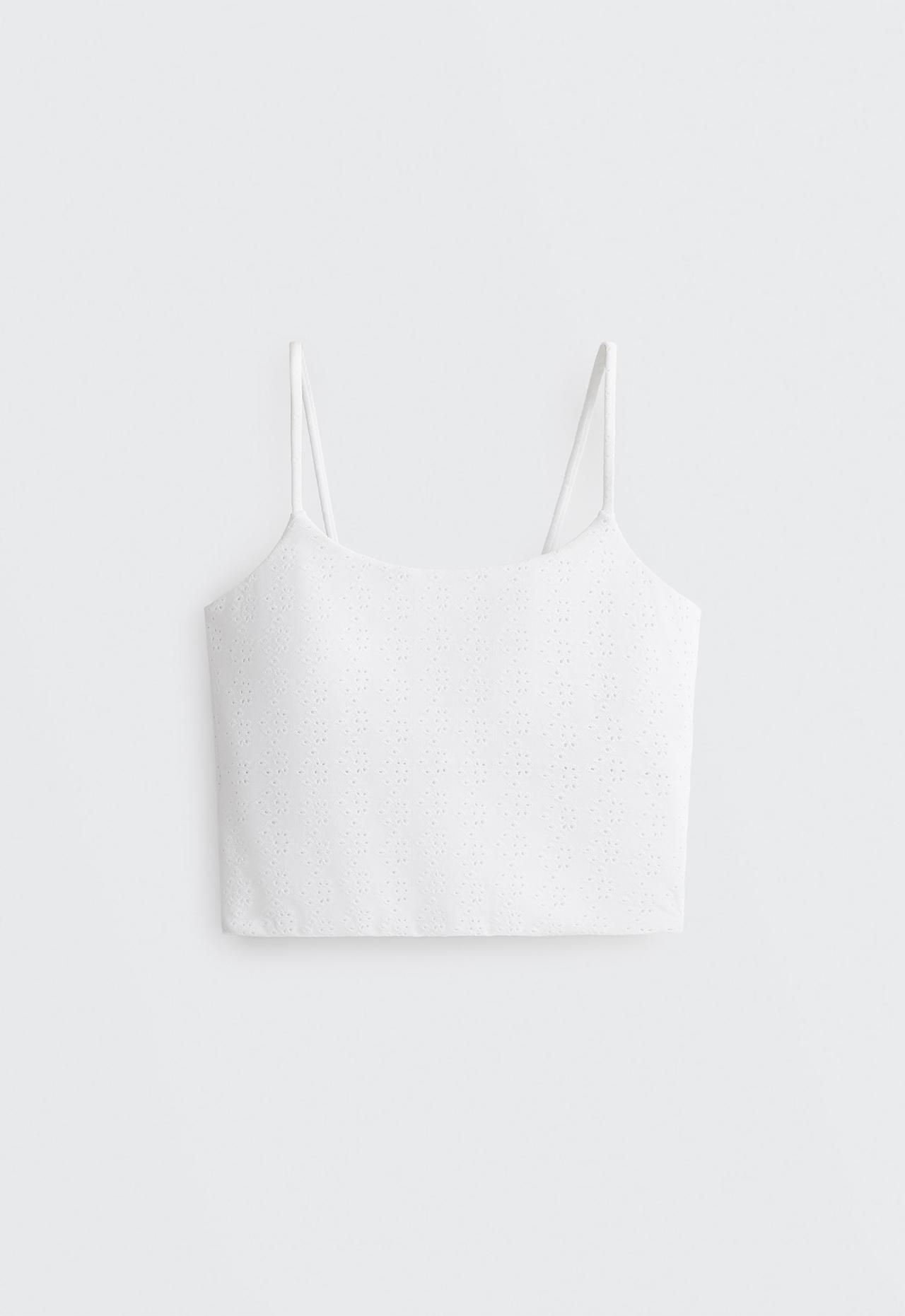 Embroidered comfortlux tank top — WHITE