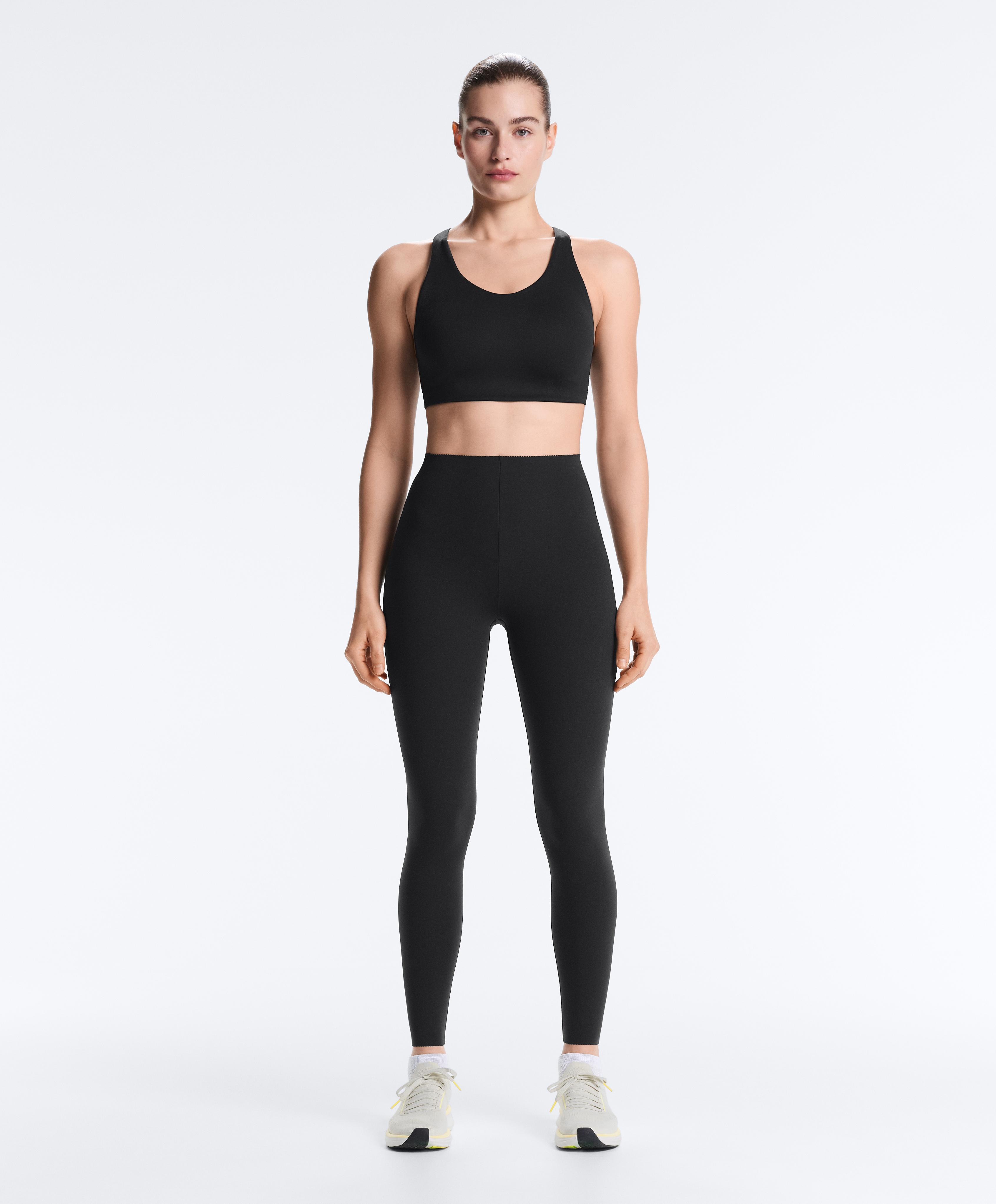 Compressive high-rise core-control ankle-length leggings — BLACK