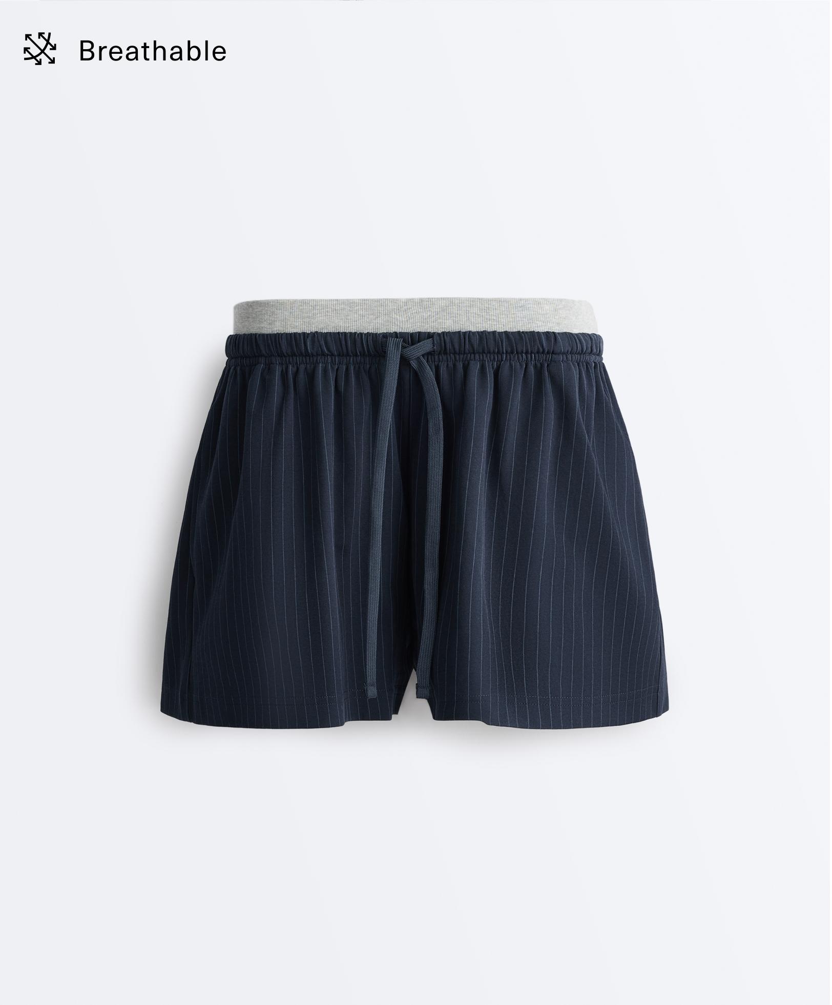 Pinstripe cotton pique shorts