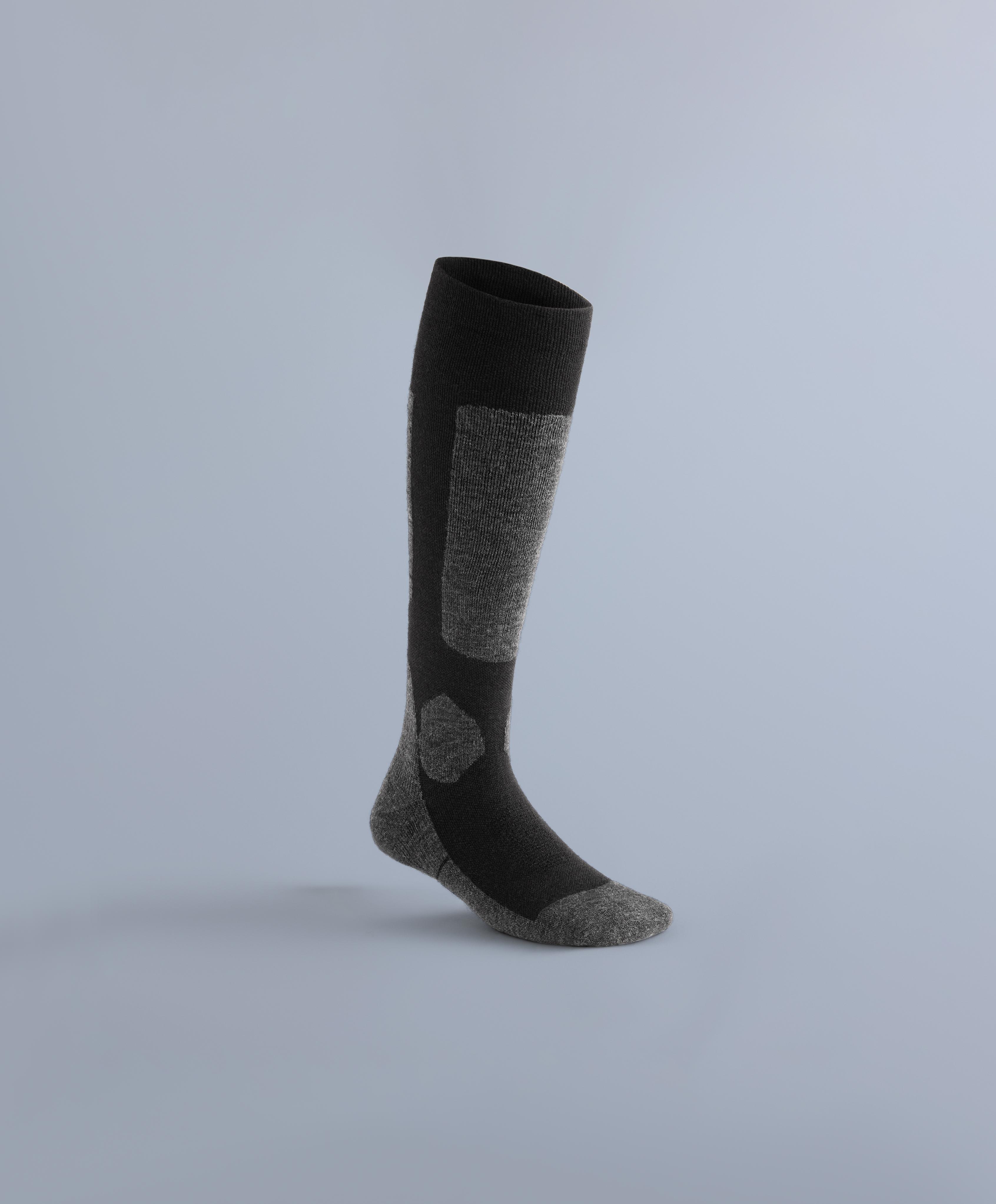 WOOLMARK® wool blend long ski socks — BLACK