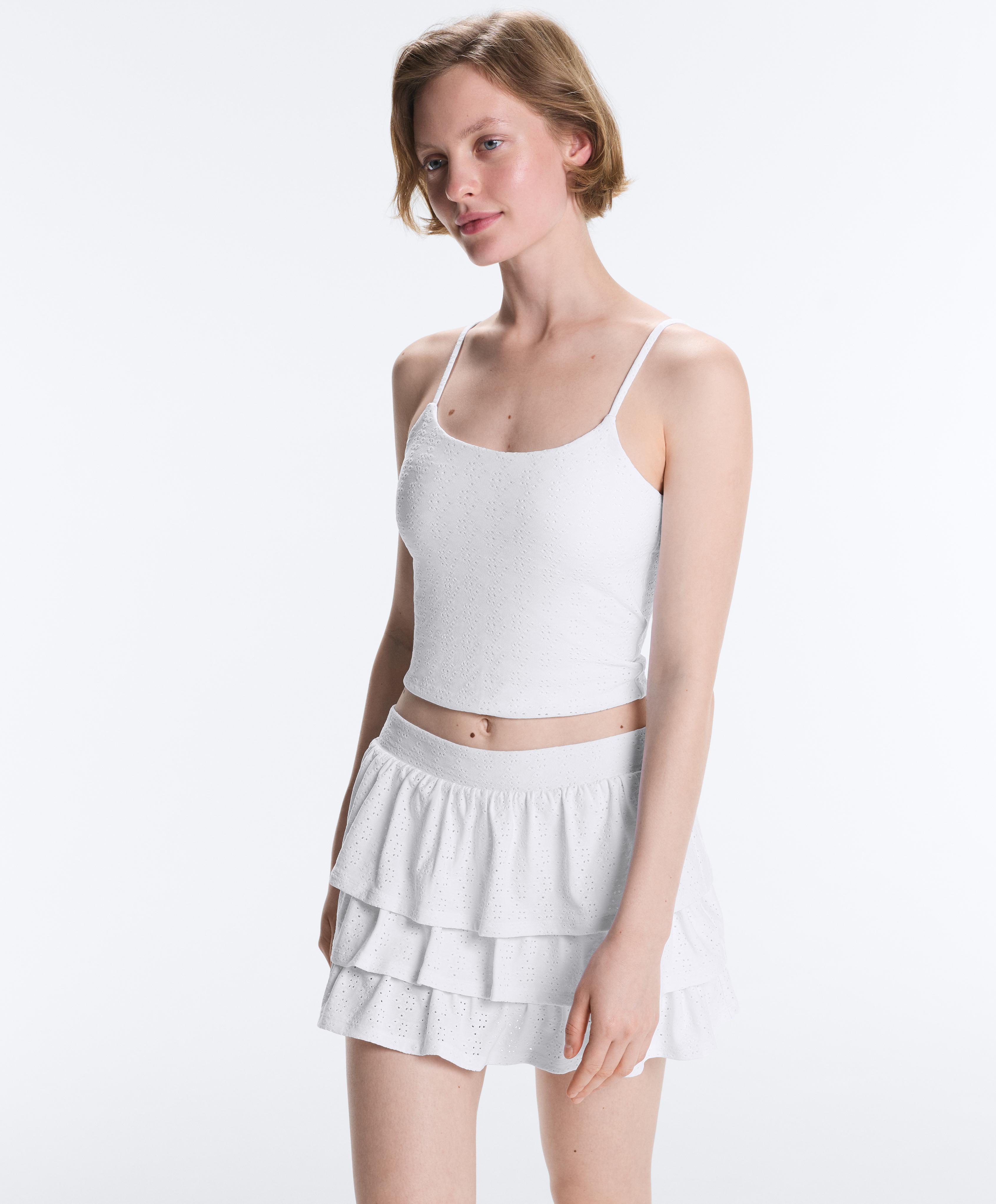Comfortlux embroidered tank top — WHITE