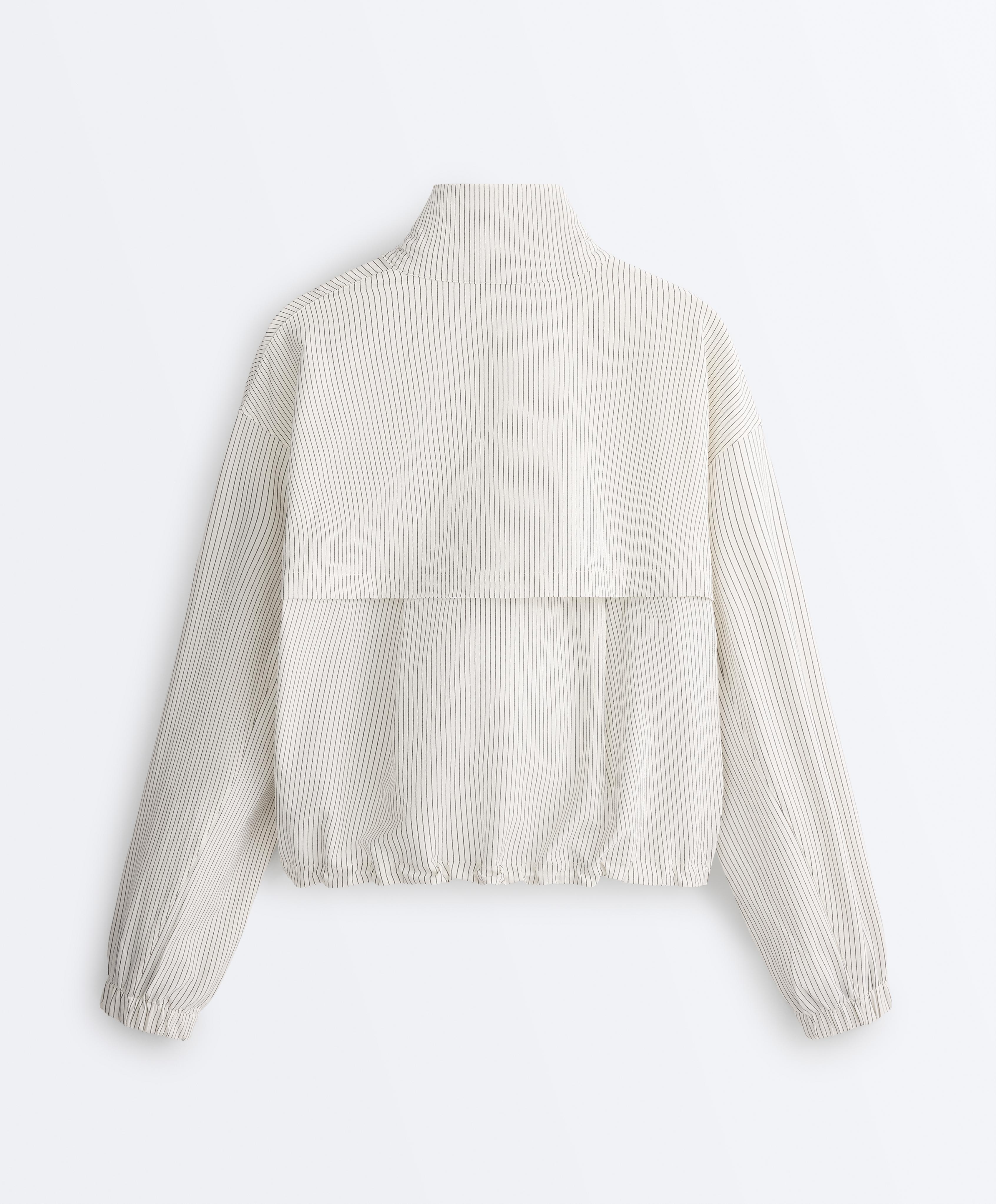 Striped stretch overlay jacket — WHITE