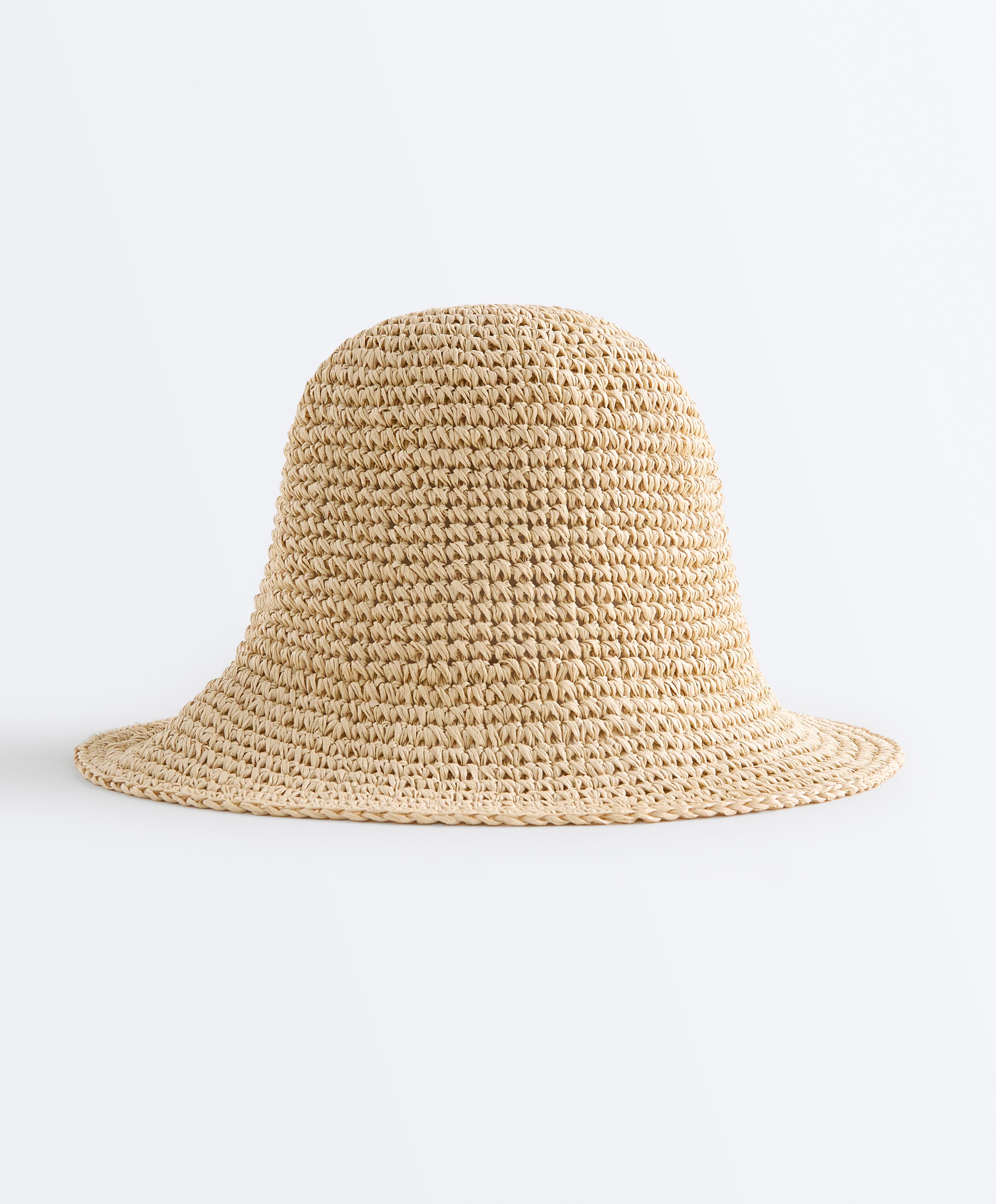 Raffia-effect bucket hat — NATURAL