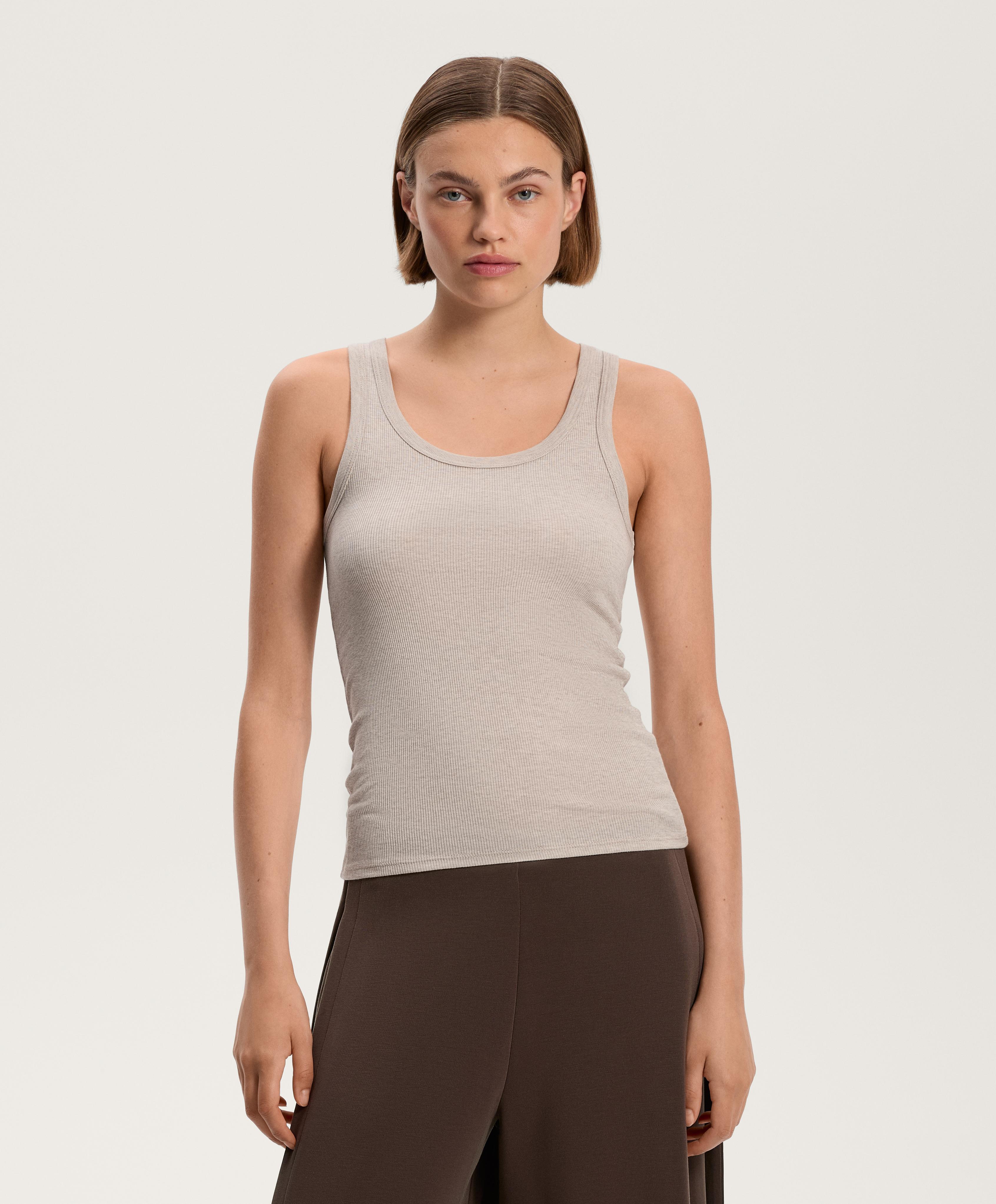 Camiseta manga sisa rib con algodón y modal
