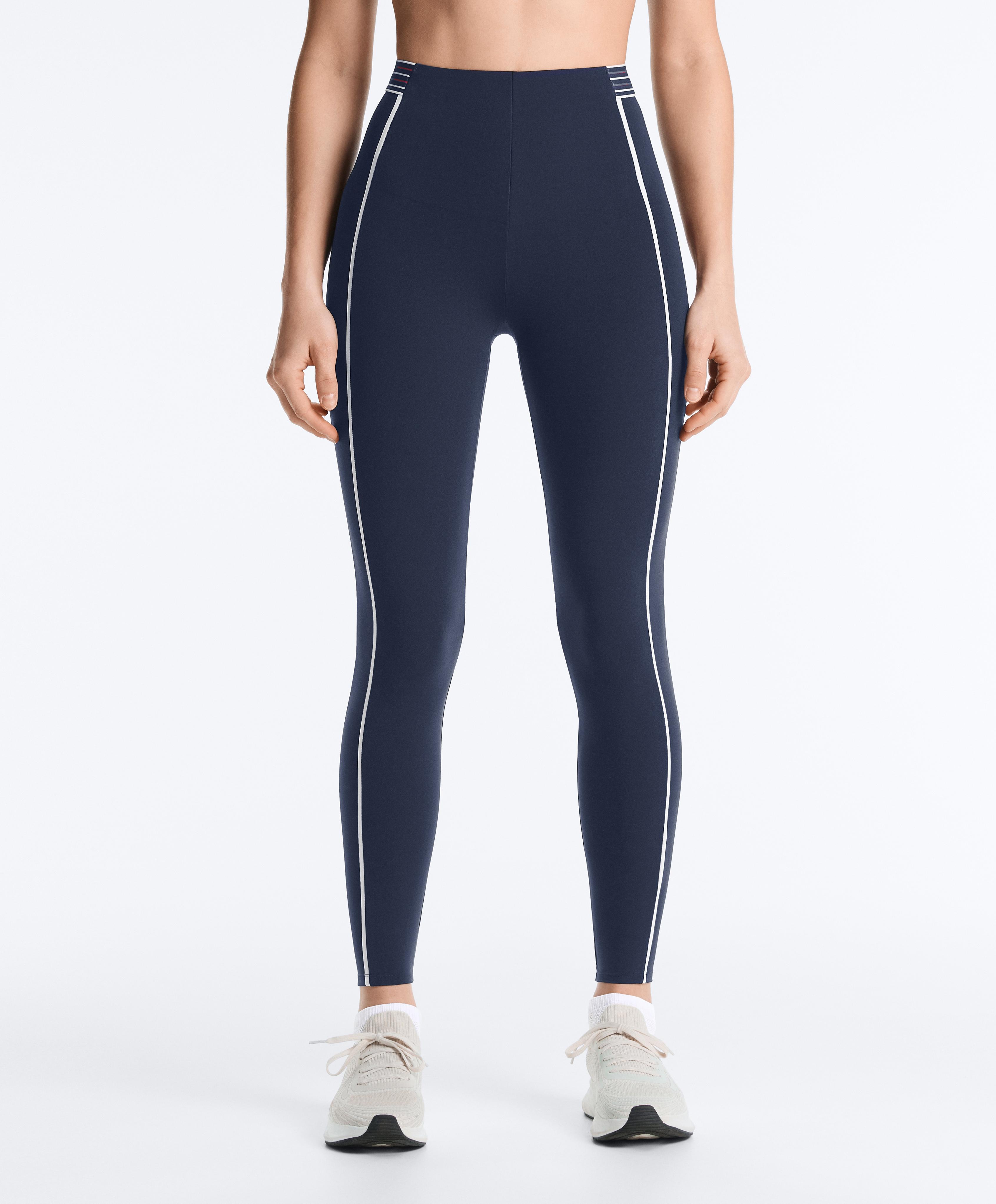 High-rise Compressive core control 65 cm ankle-length leggings — NAVY BLUE