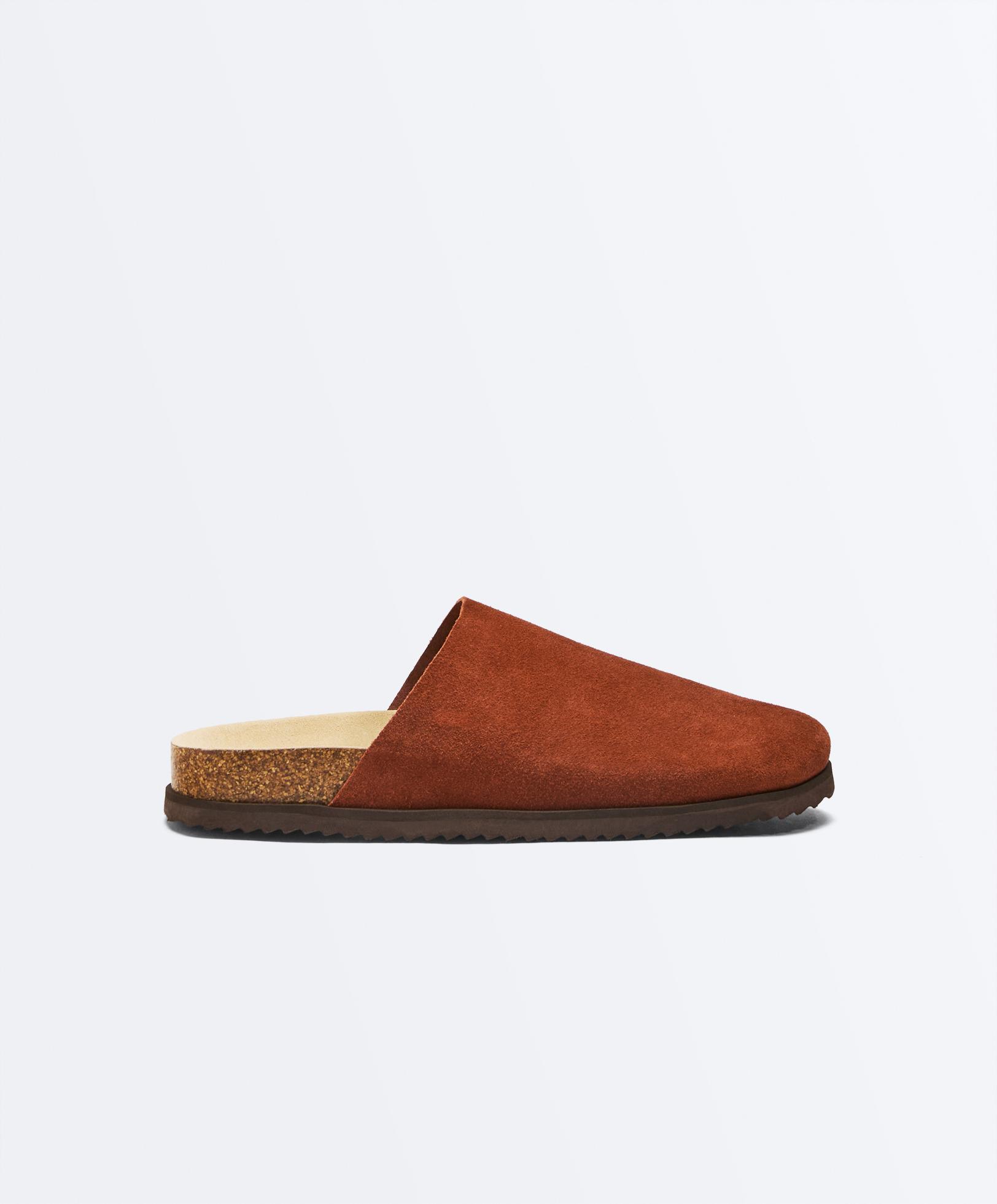 Split leather mules — BURNT ORANGE