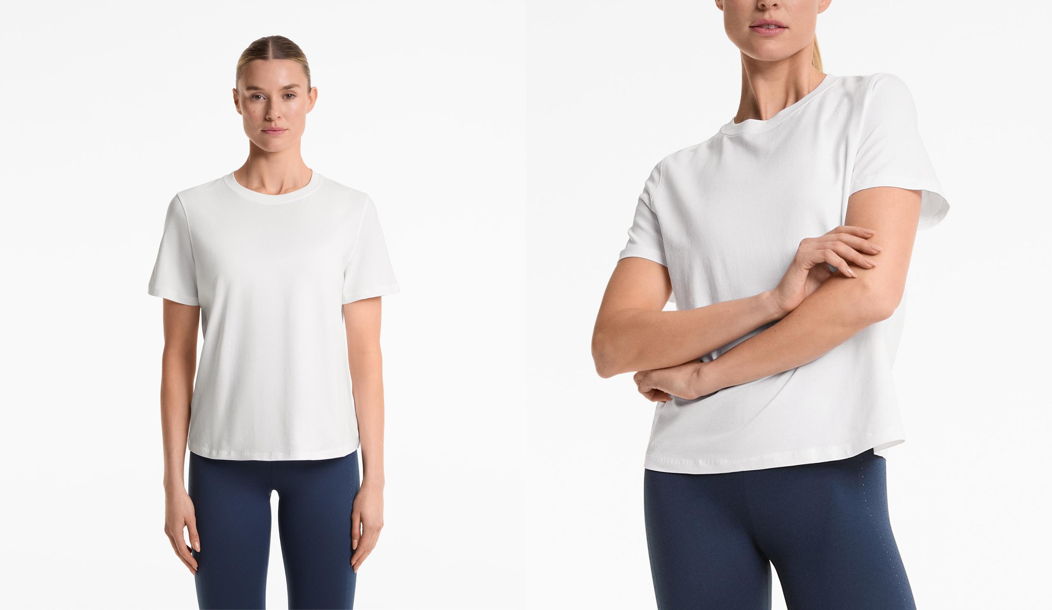 T-shirt van katoenmix met korte mouwen