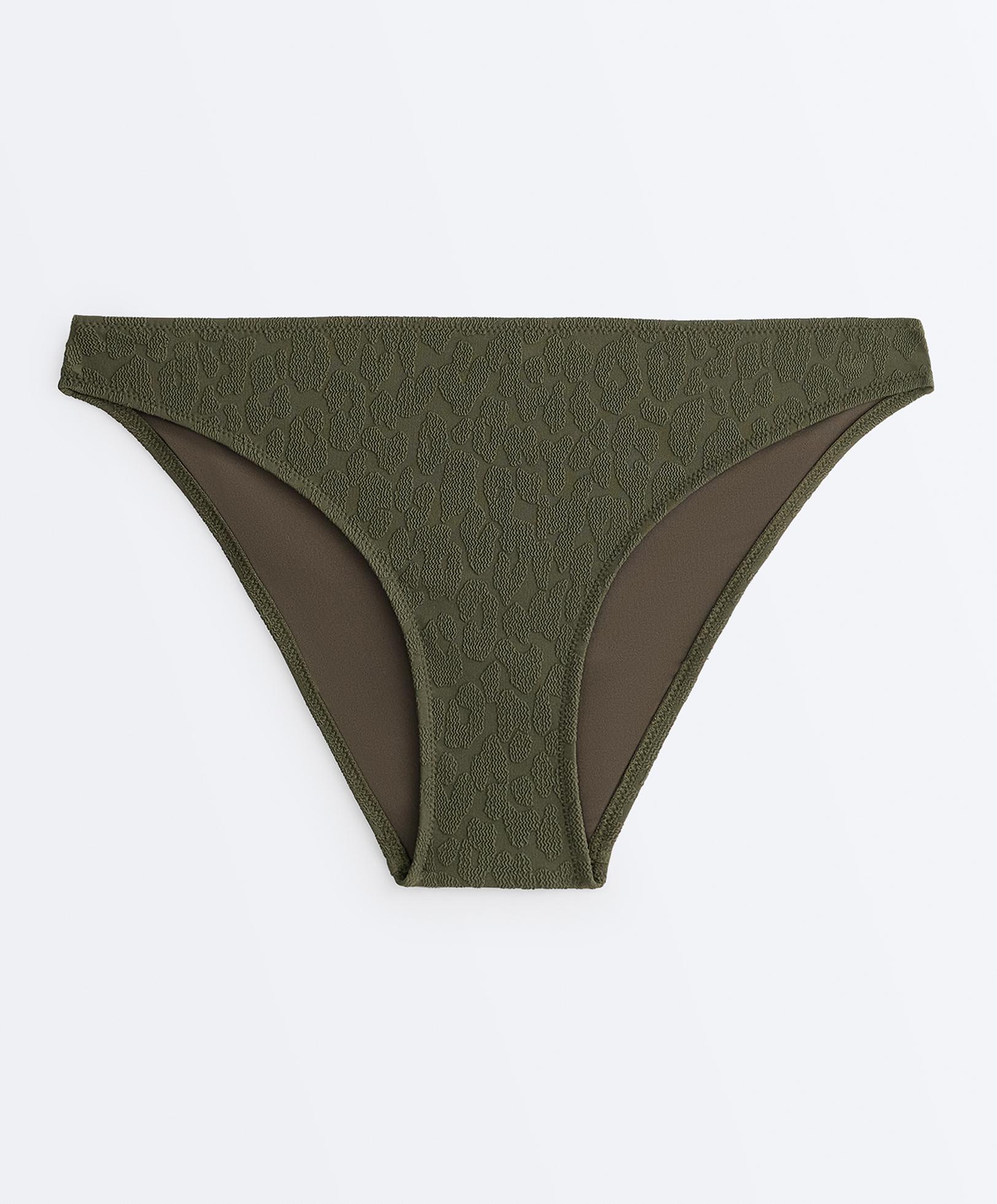 Textured leopard classic bikini briefs — DARK KHAKI
