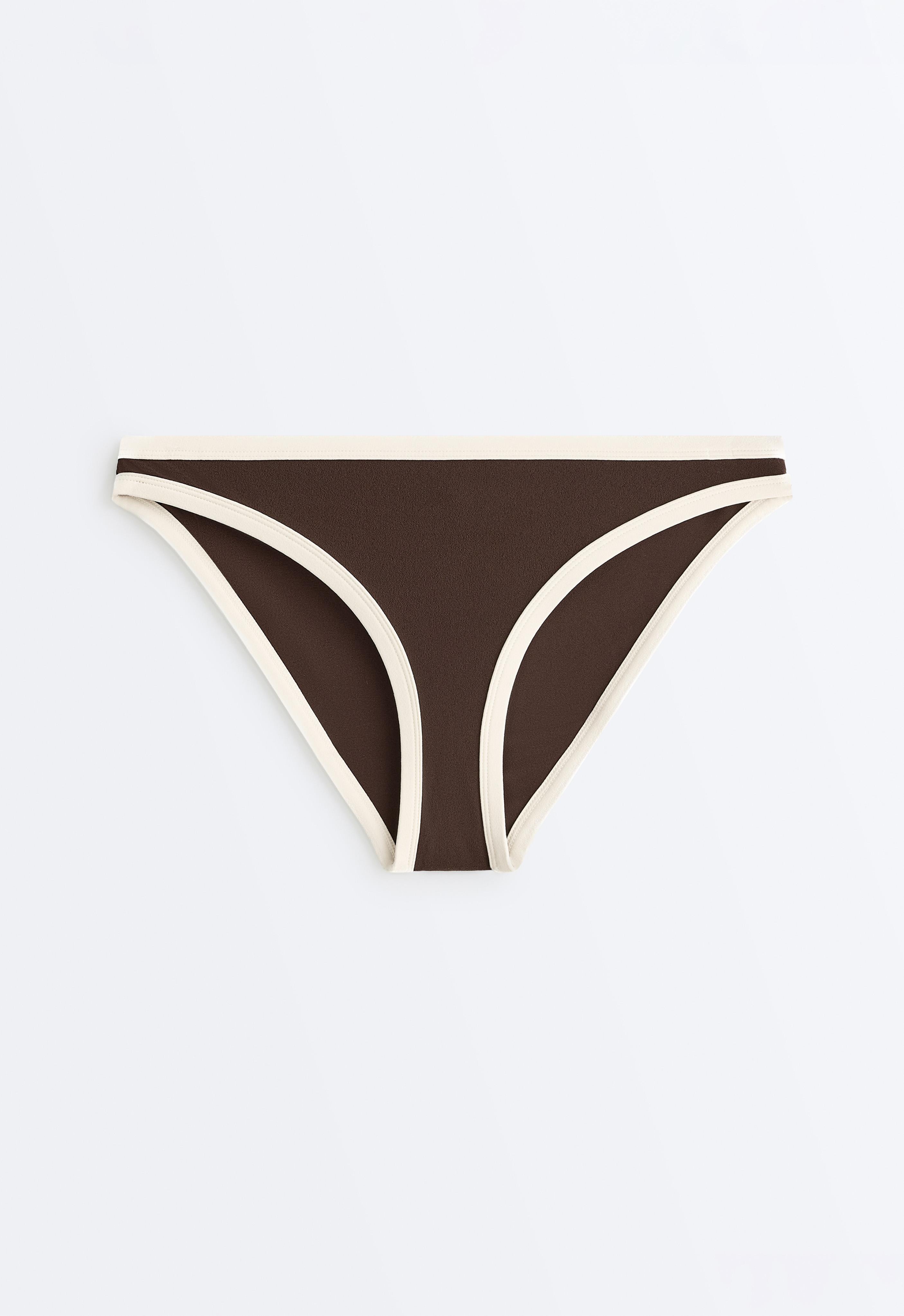 Contrast trim classic bikini briefs — DARK BROWN