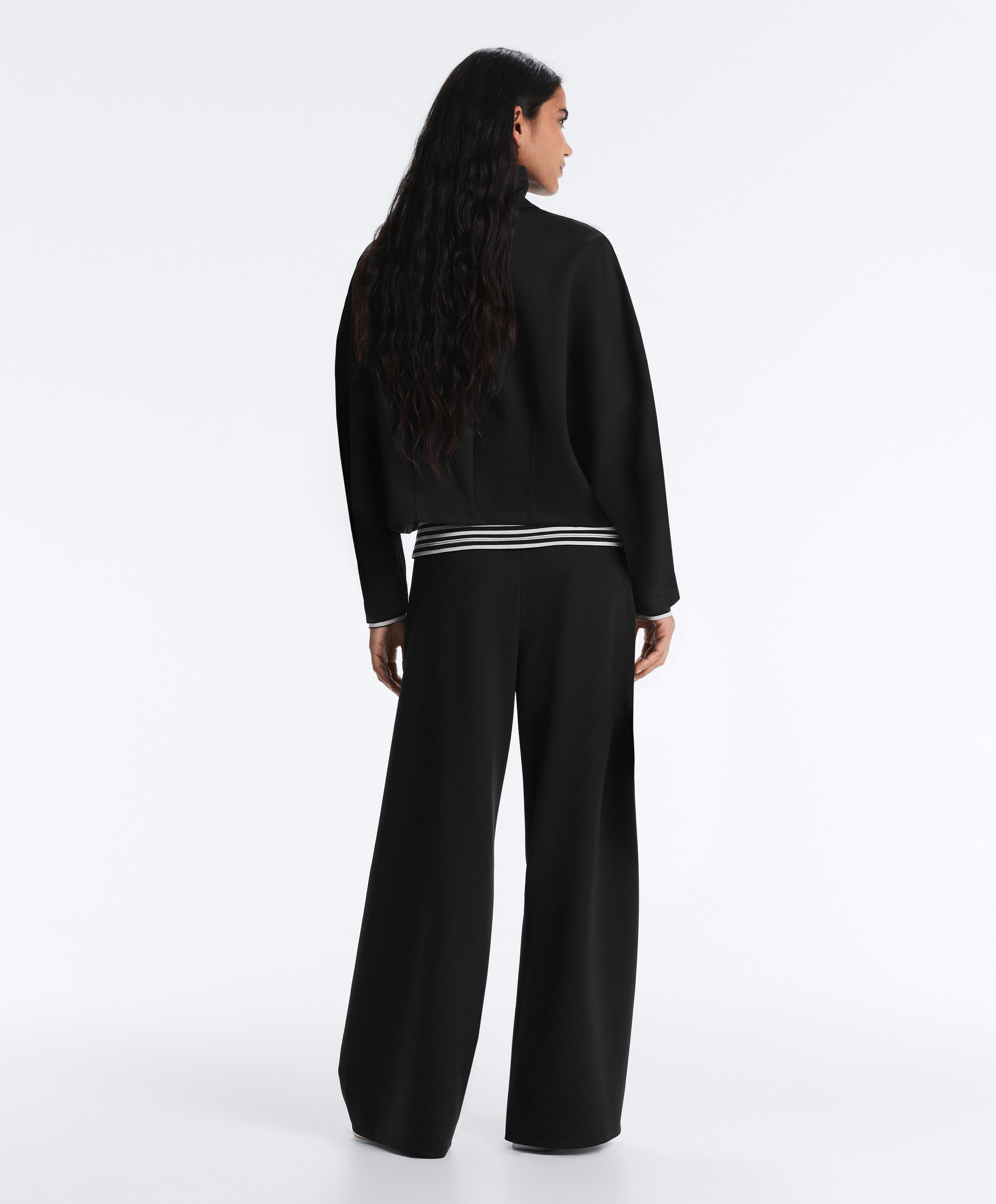 Boxy neoprene-effect jacket — BLACK