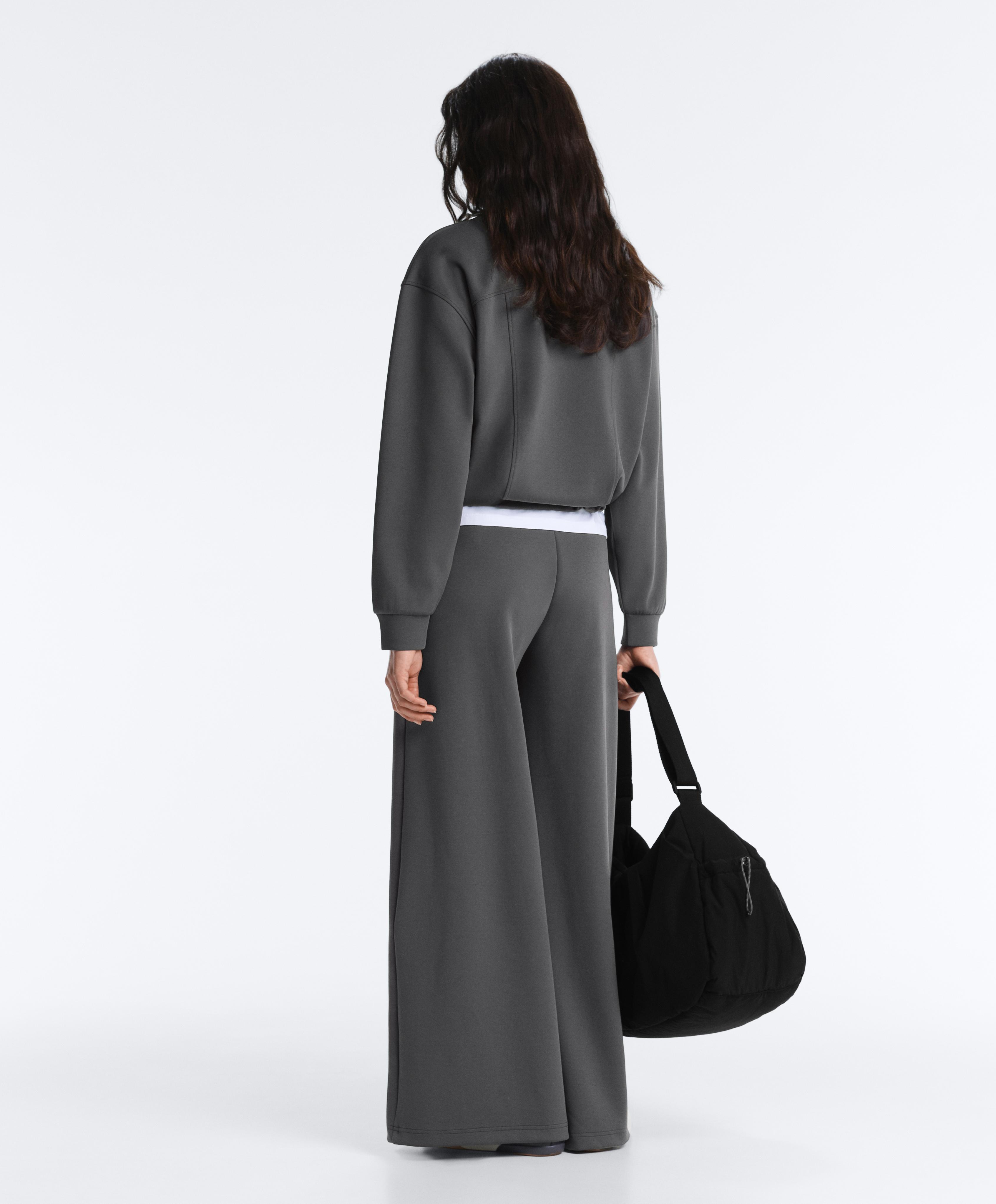 Grey cotton blend wide piqué total look