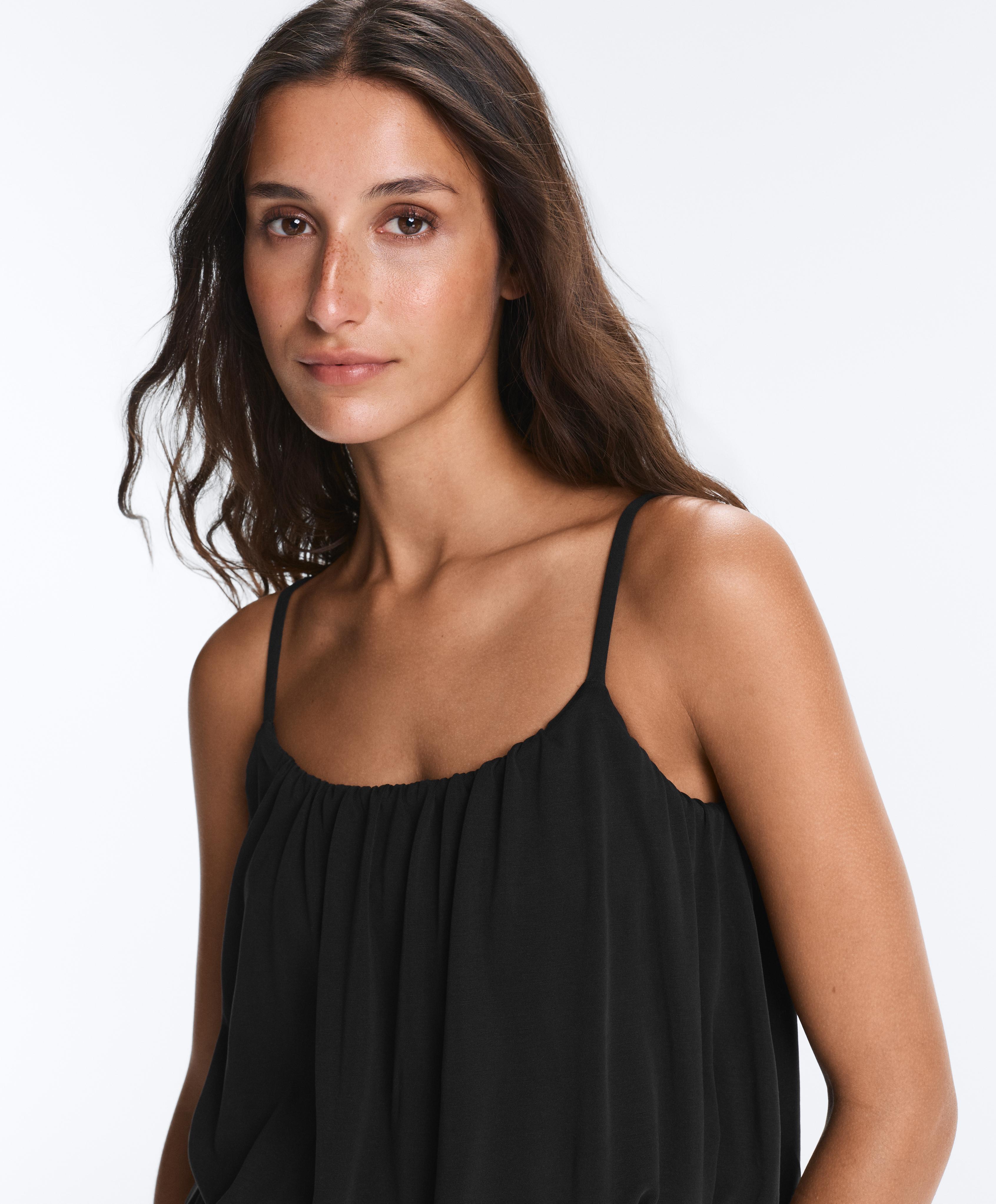 Modal blend strappy top — BLACK