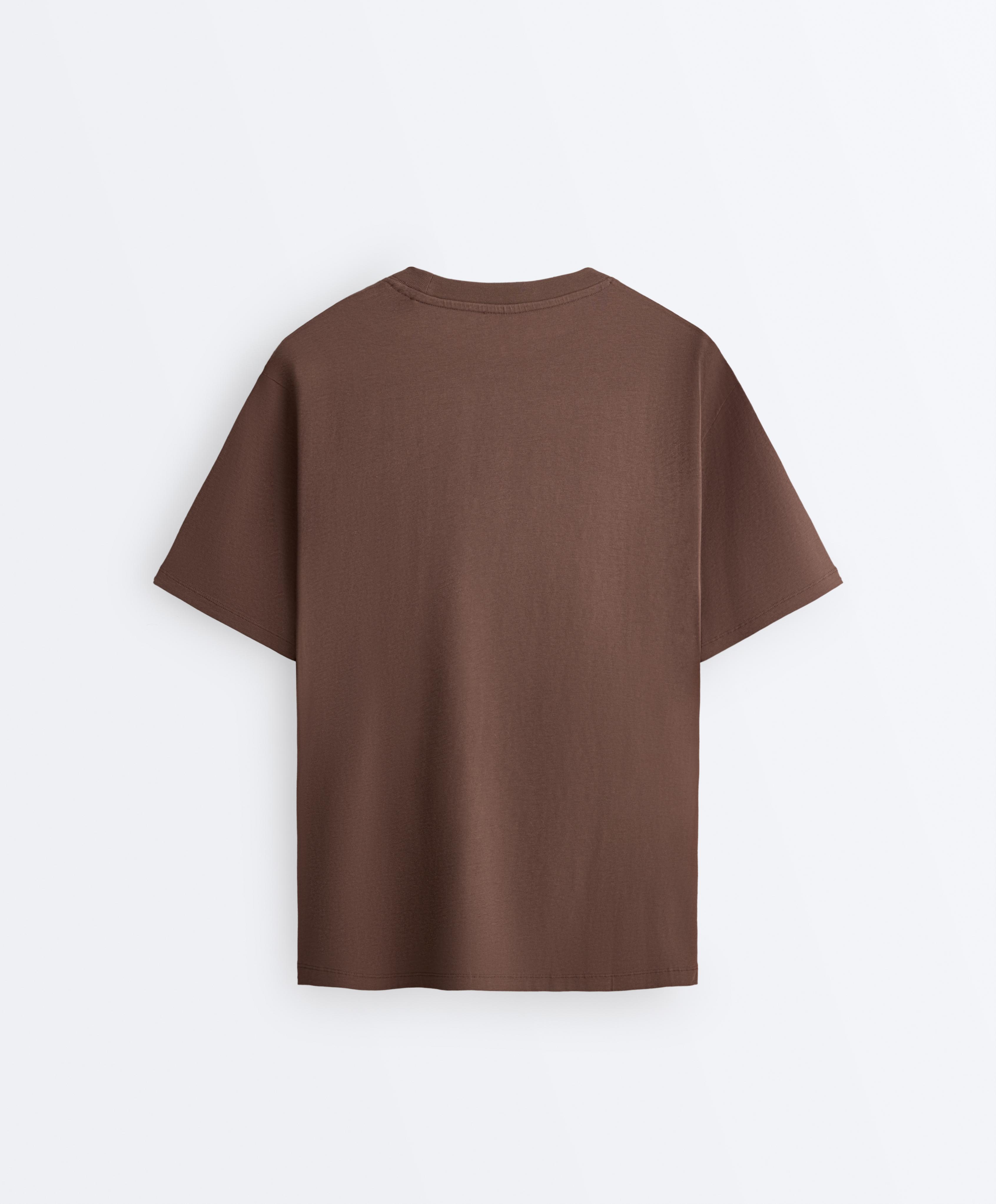 Oversize cotton blend short-sleeved T-shirt — MID-BROWN