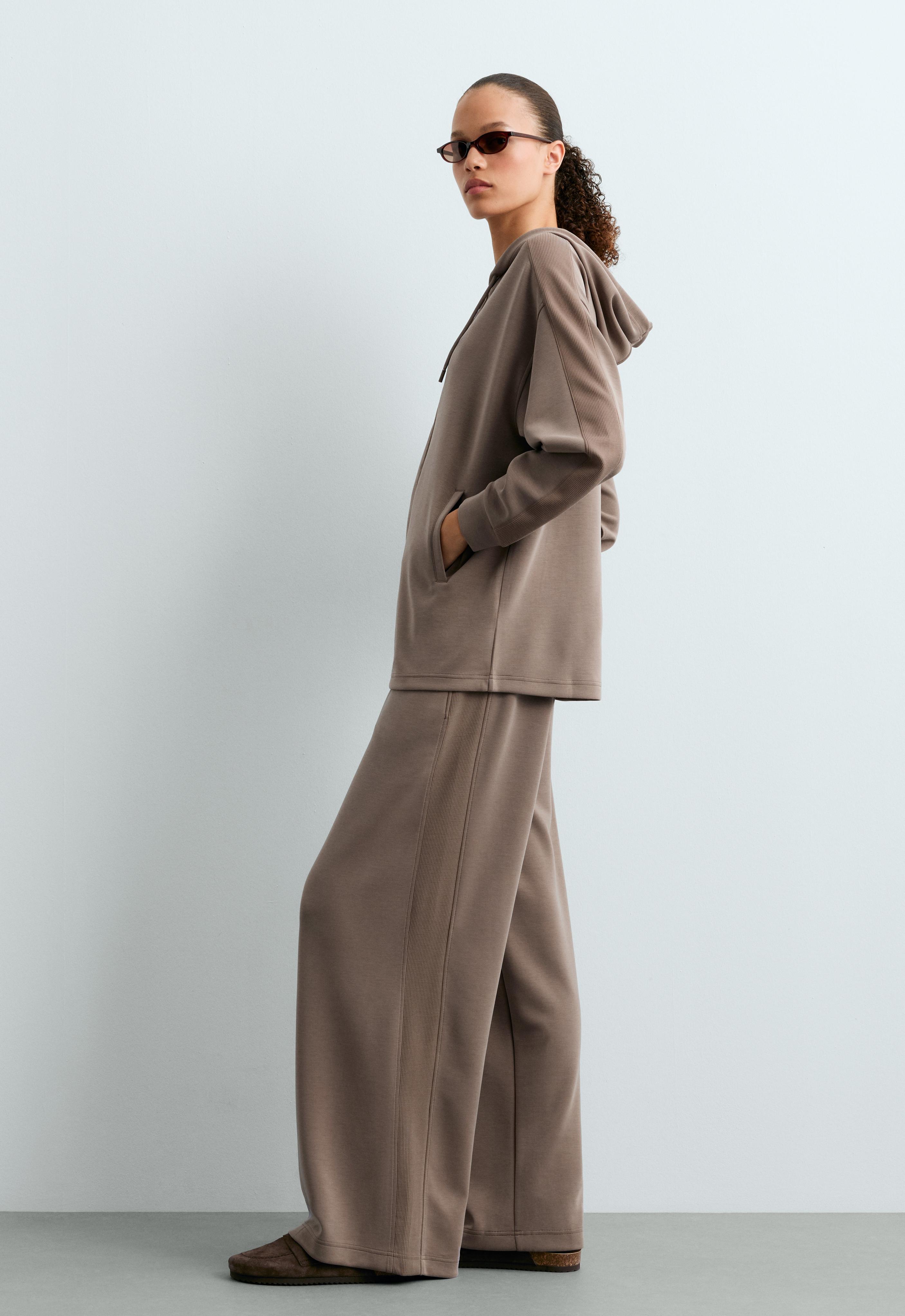 Long jacket with rib details and soft-touch modal — MINK