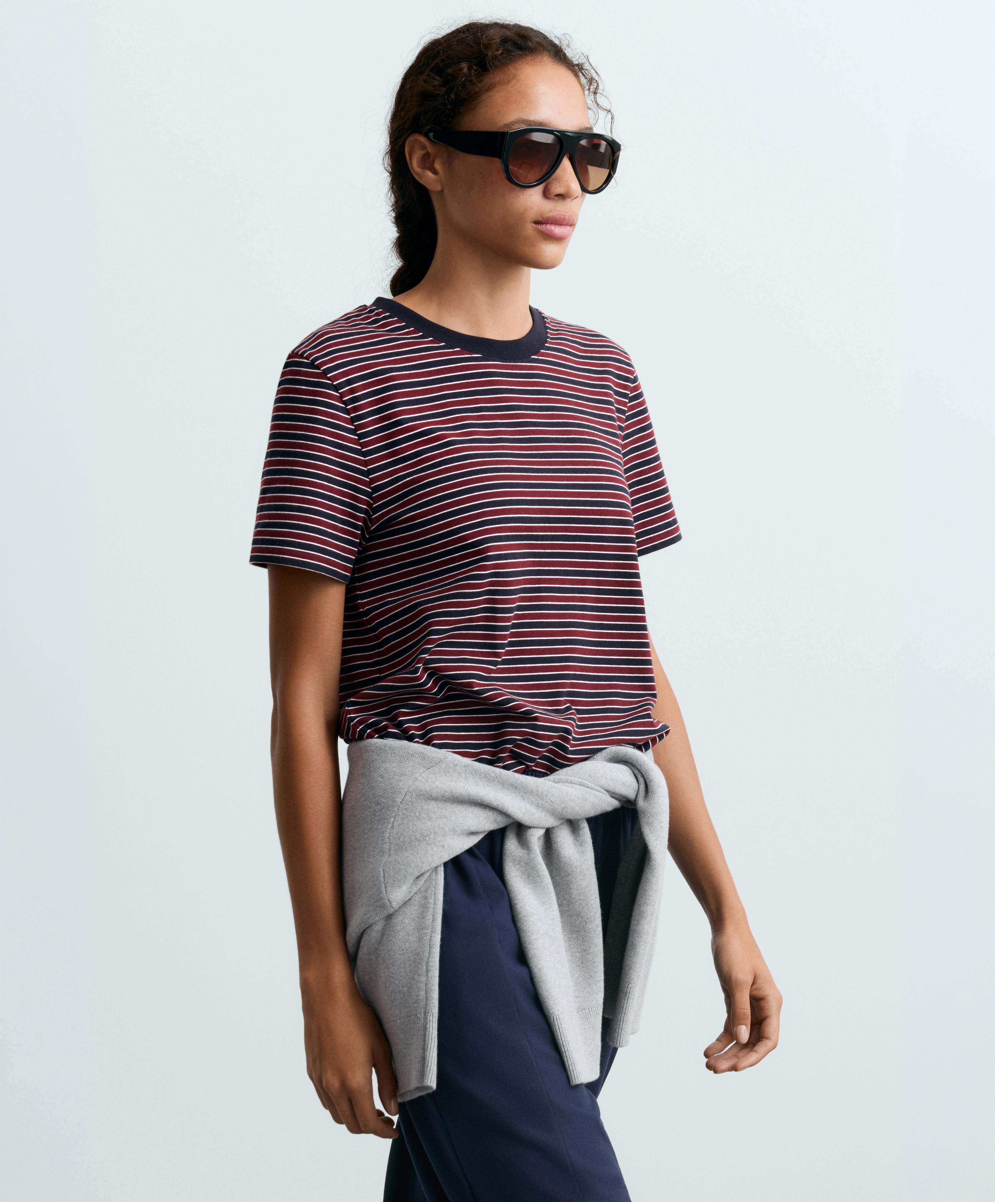 Striped regular-fit short-sleeved T-shirt — NAVY BLUE