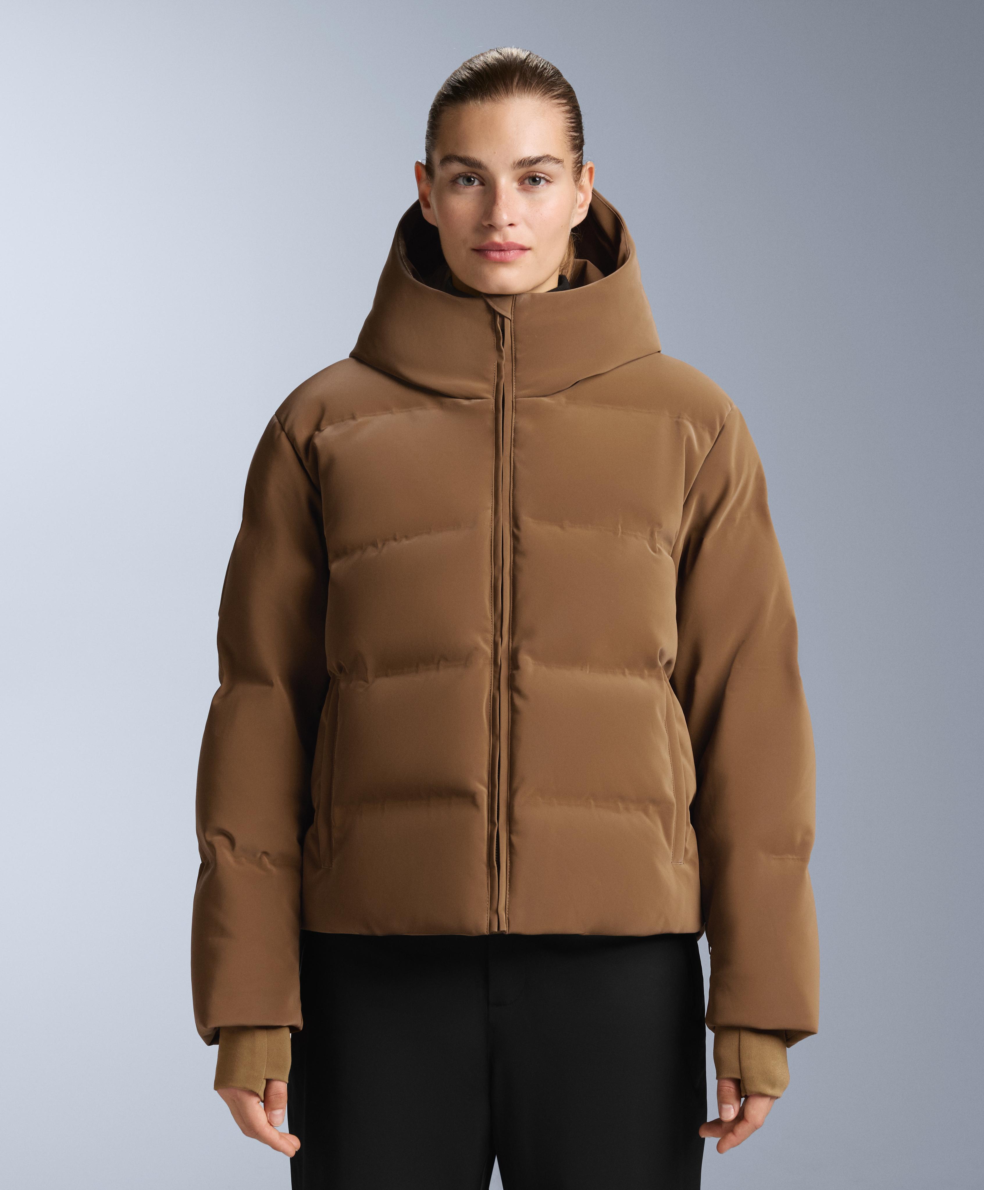 Satin padded jacket 80% down and 20% feather MINARDI PIUME SKI water-resistant — HONEY