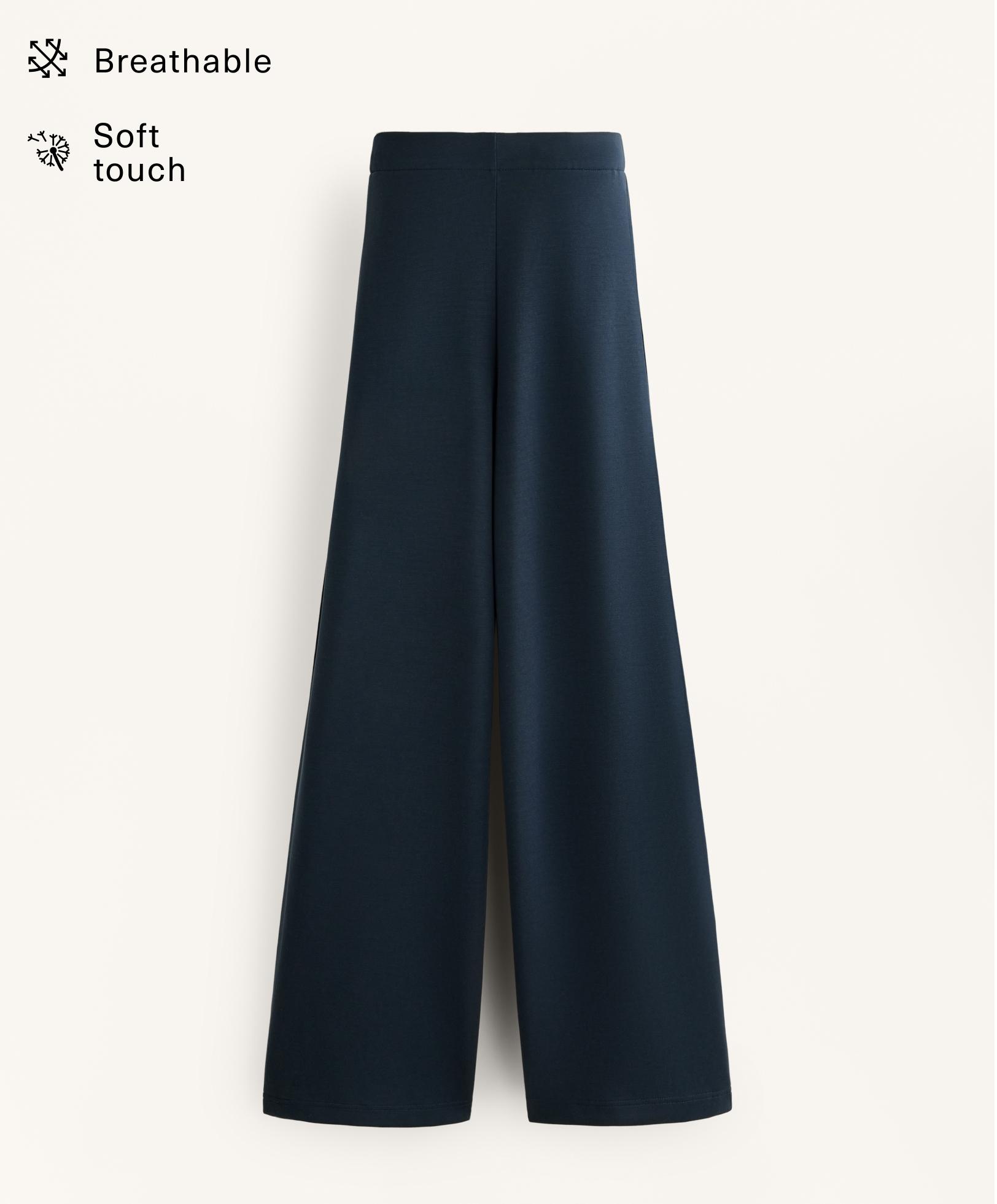 Cocoon trousers with modal side pleat — NAVY BLUE