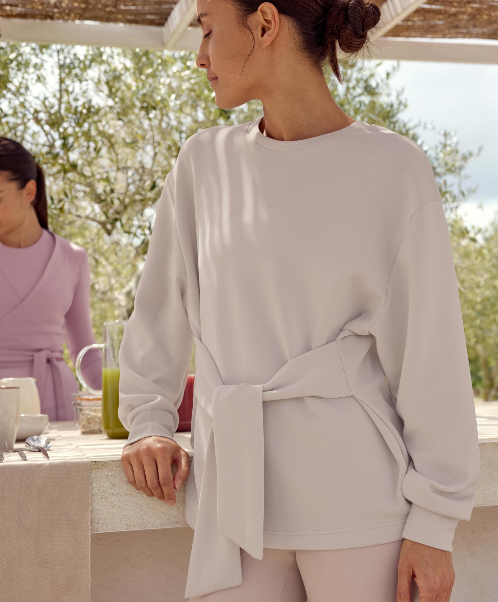 Soft touch tie sweatshirt with modal
