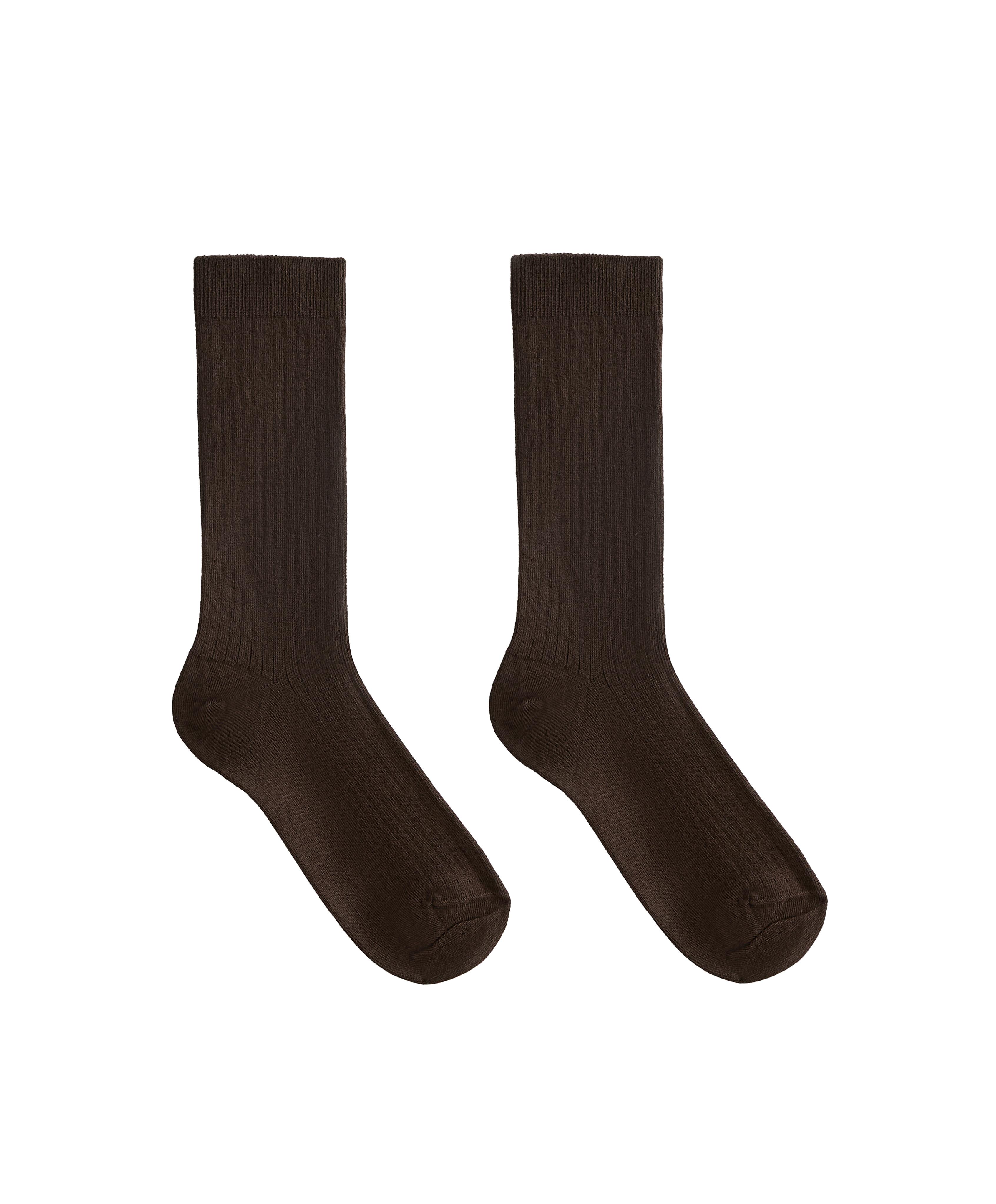 Modal blend classic socks with 13% cashmere — CHOCOLATE