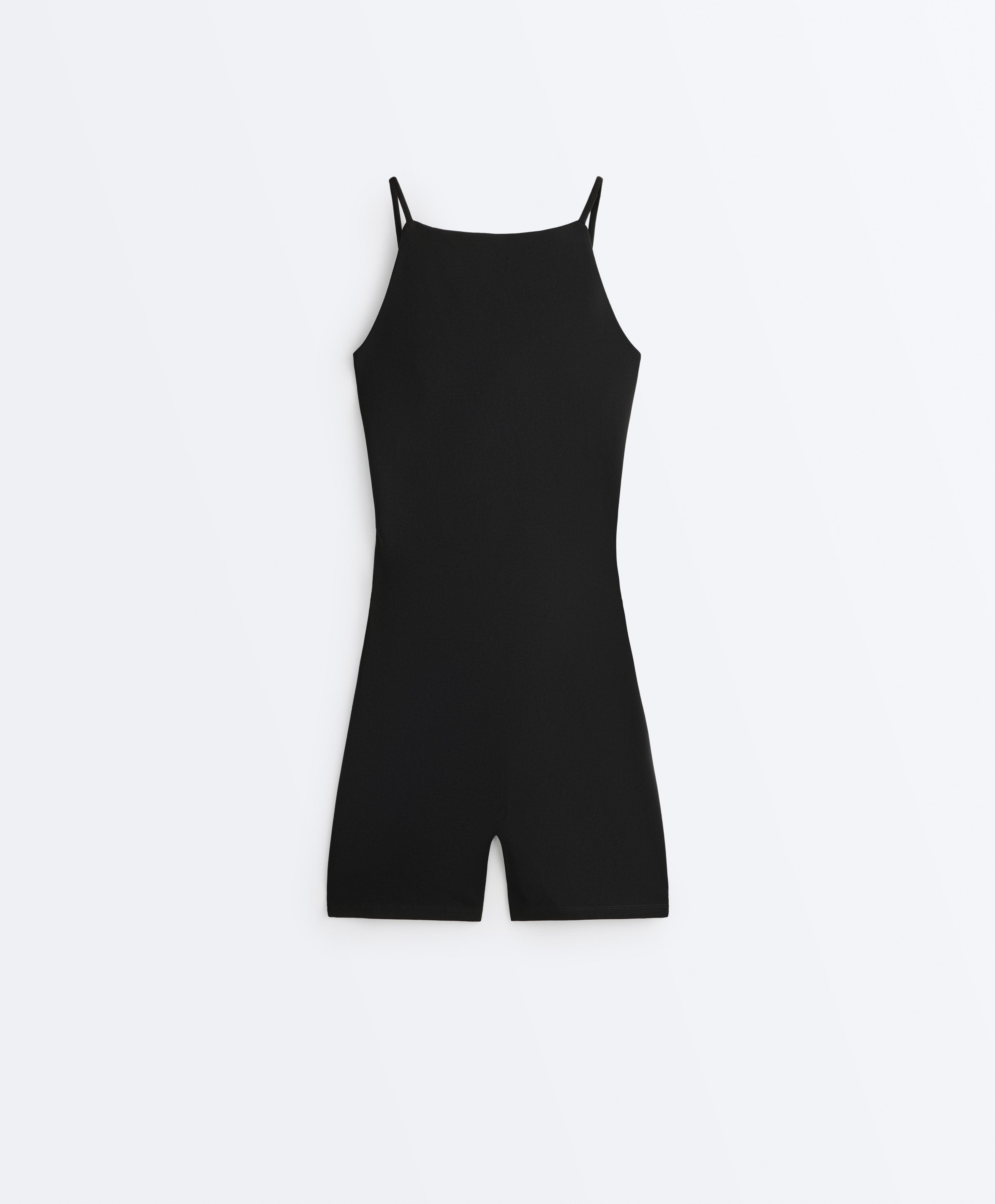 Evermove open-back short jumpsuit — BLACK