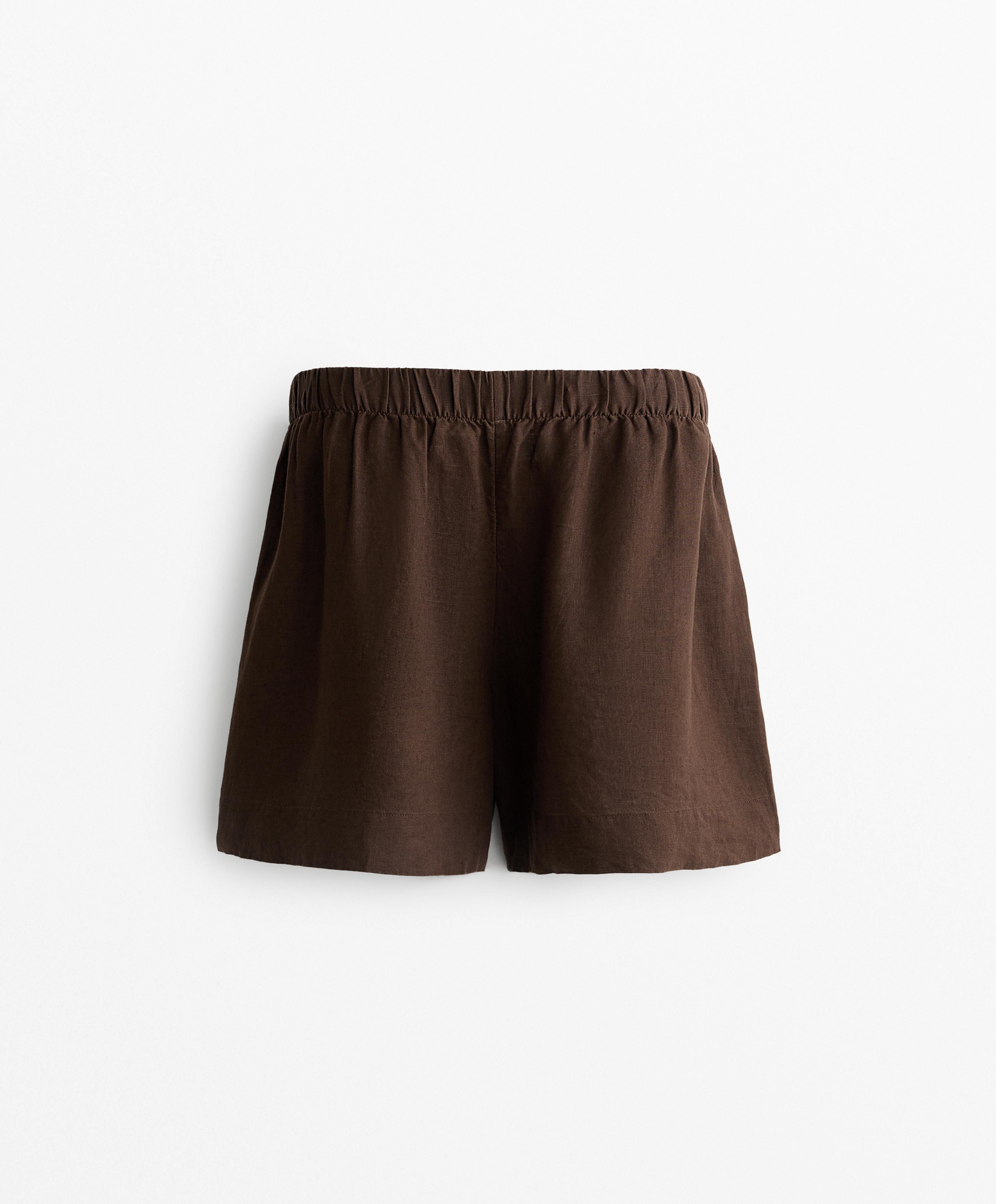 %100 keten bermuda