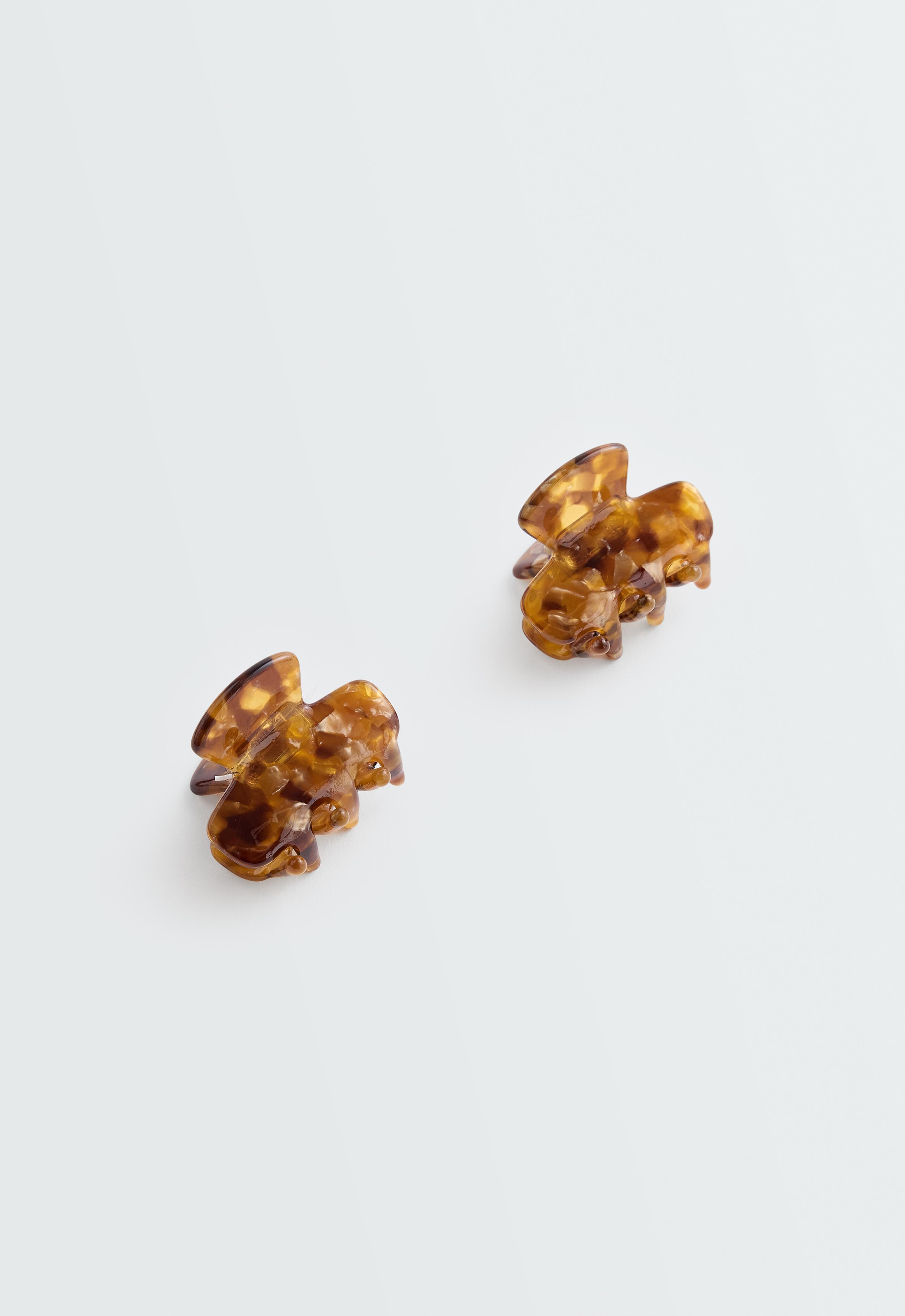 2 mini tortoiseshell hair clips — COPPER