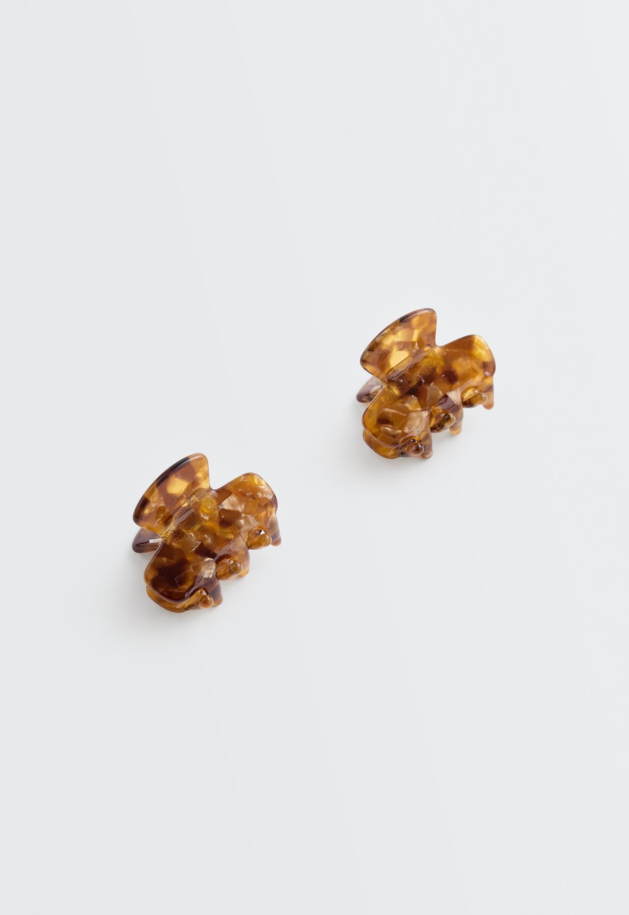 2 mini tortoiseshell hair clips — COPPER