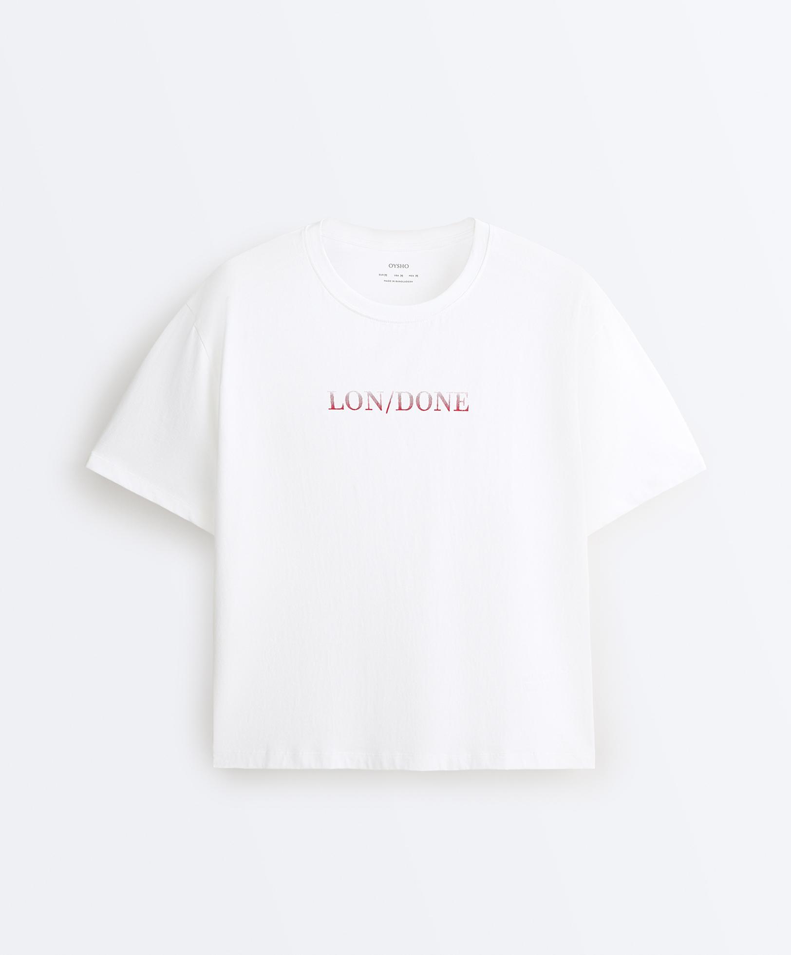 Boxy cotton blend T-shirt London — WHITE 