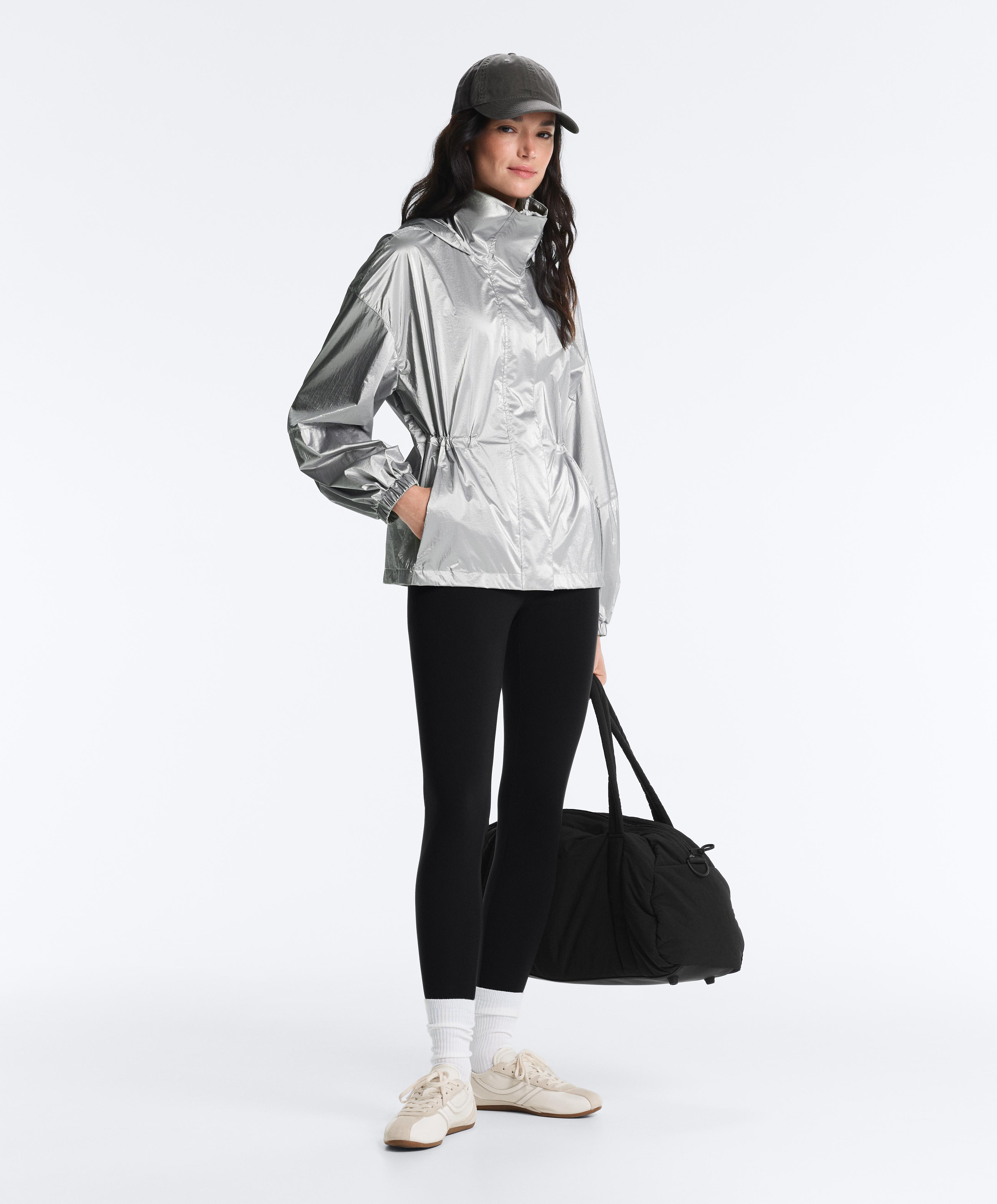 Water-repellent jacket with metallic effect