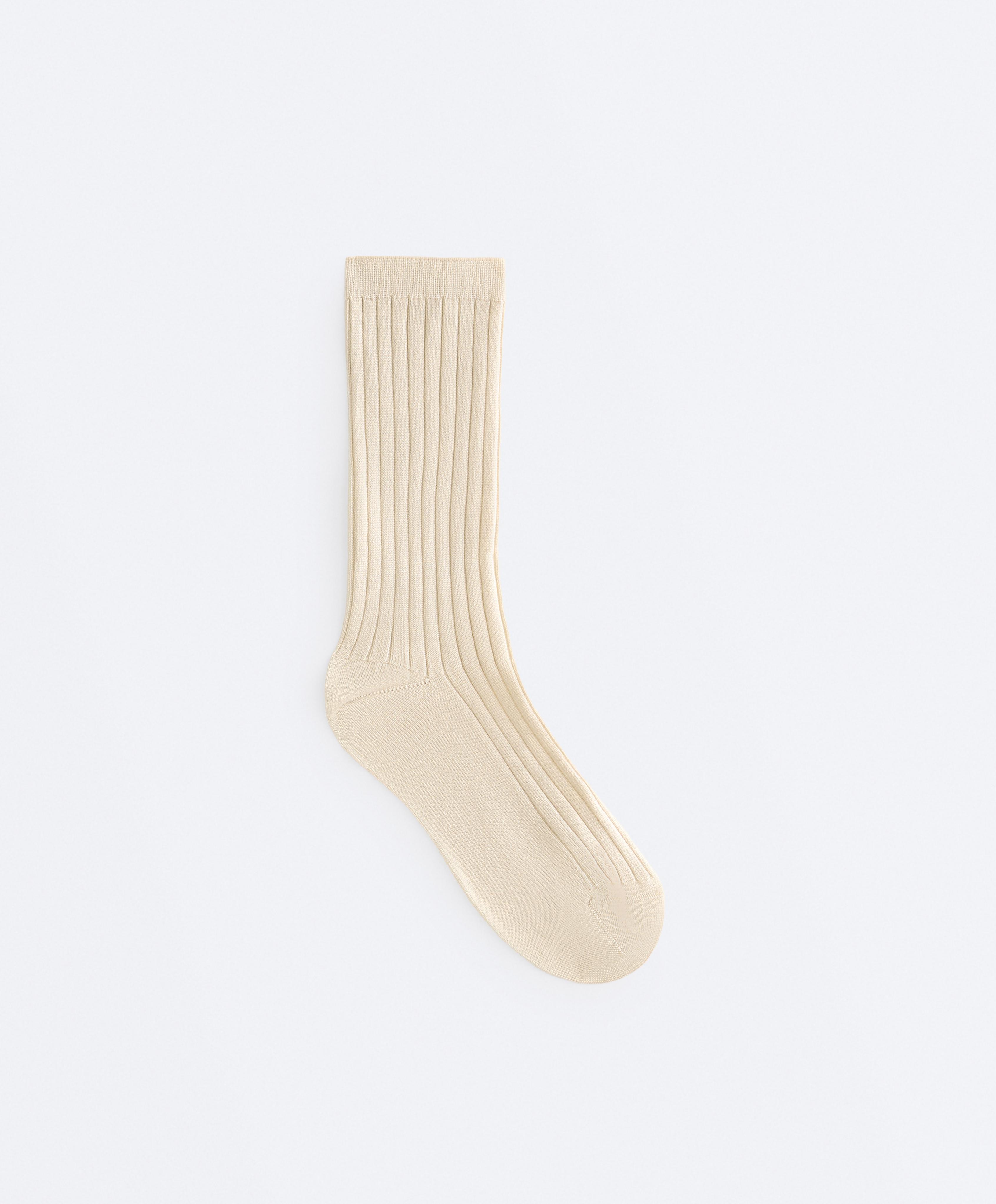 Classic Rib silk blend sock — PALE YELLOW