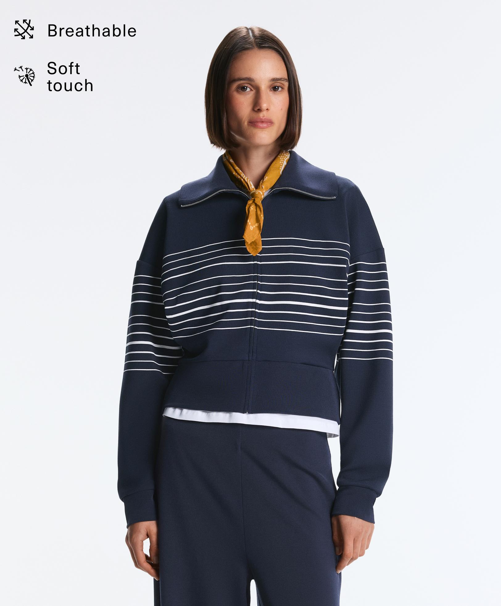 Marinierten Streifen Jacke mit weichem Modal