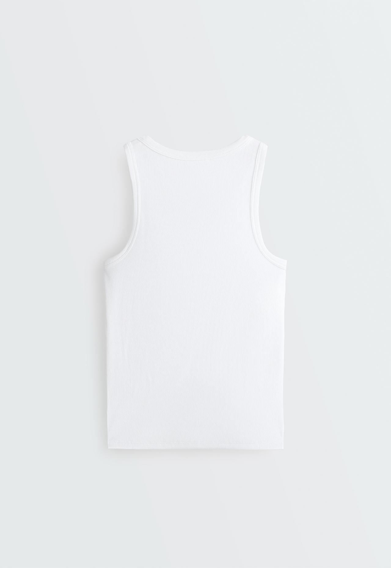 Slim-fit rib vest top with cotton and modal — WHITE