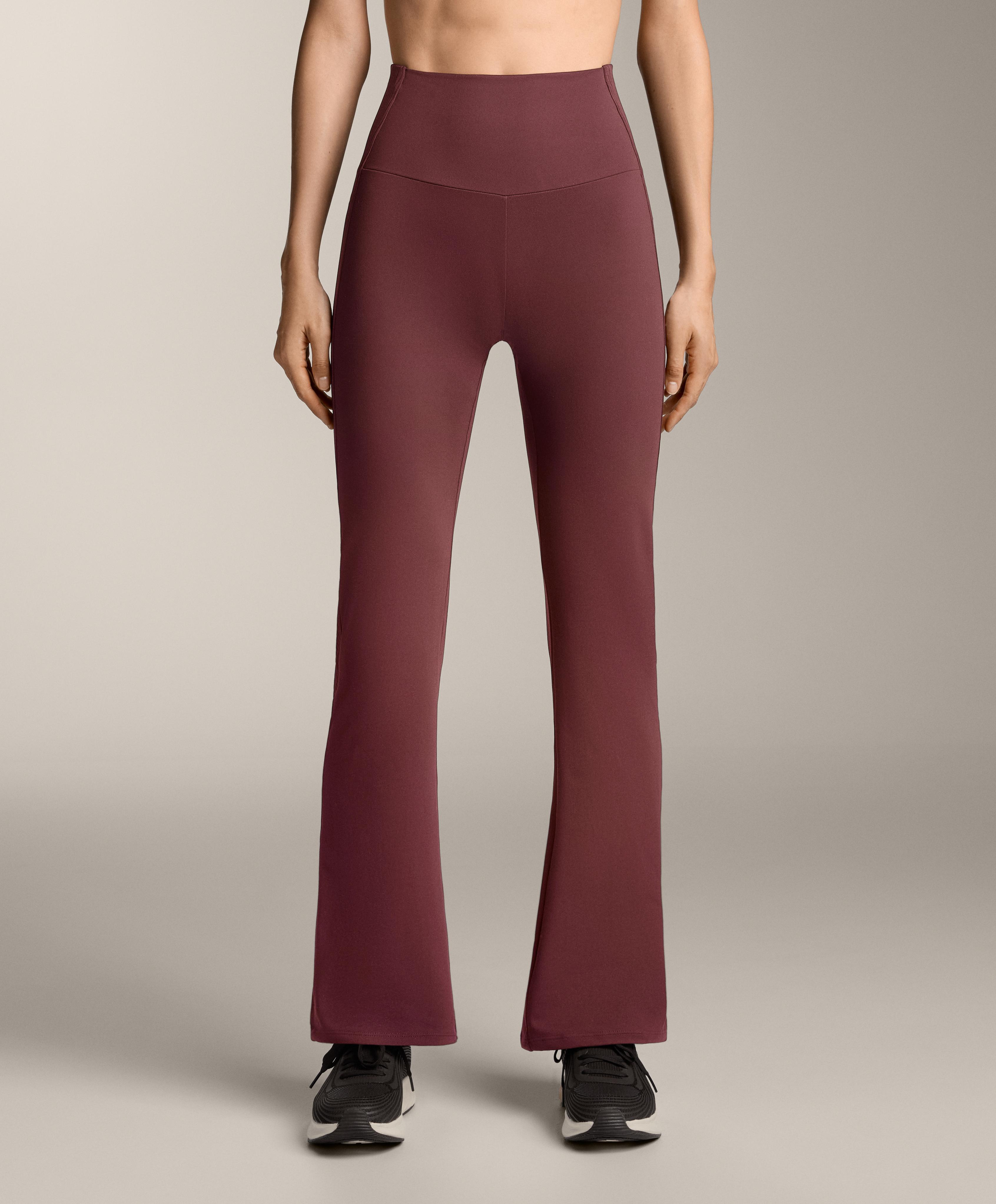 High-rise Comfortlux rib flare trousers — MAROON