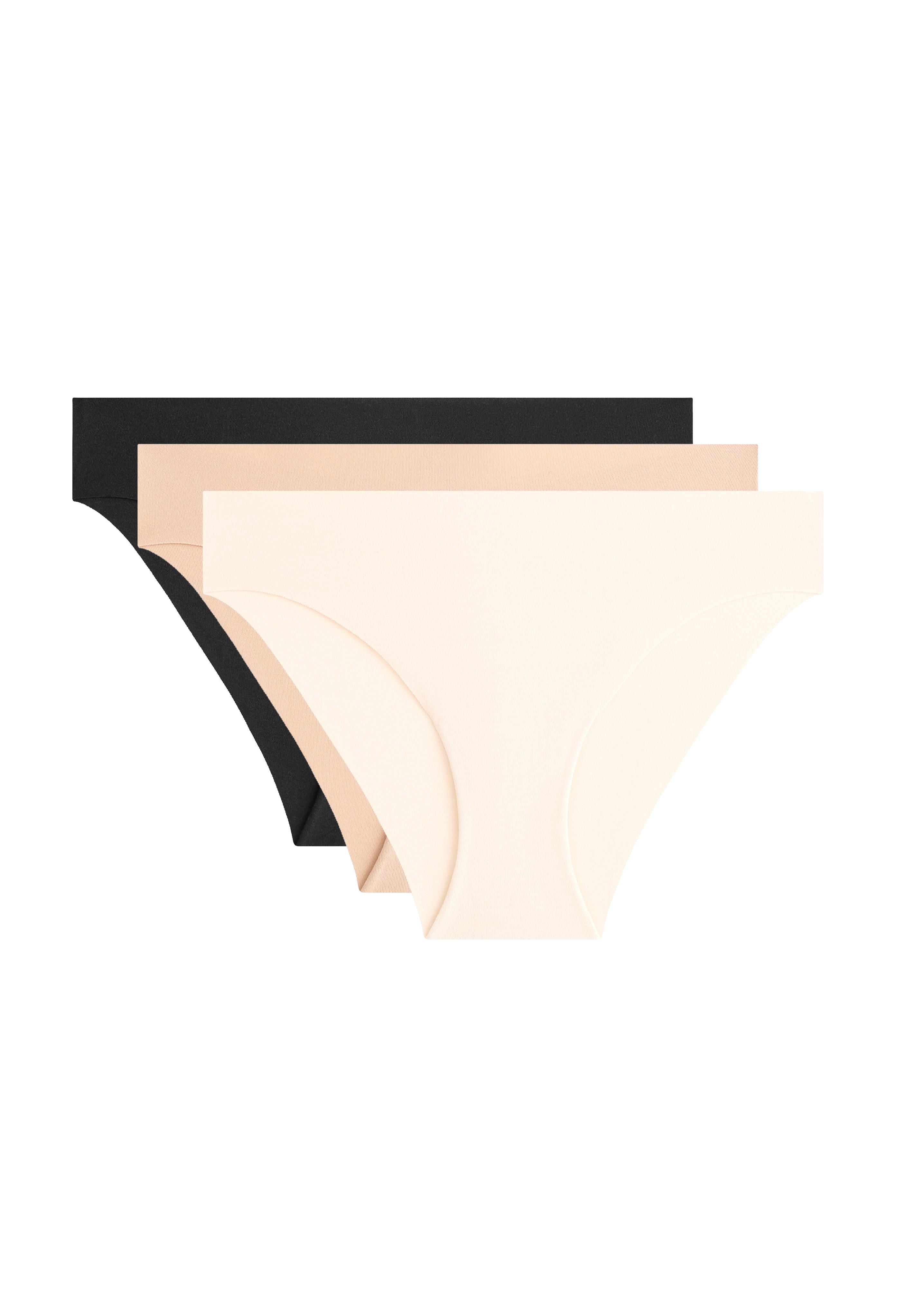 3 invisible laser cut cotton blend classic briefs — BEIGE