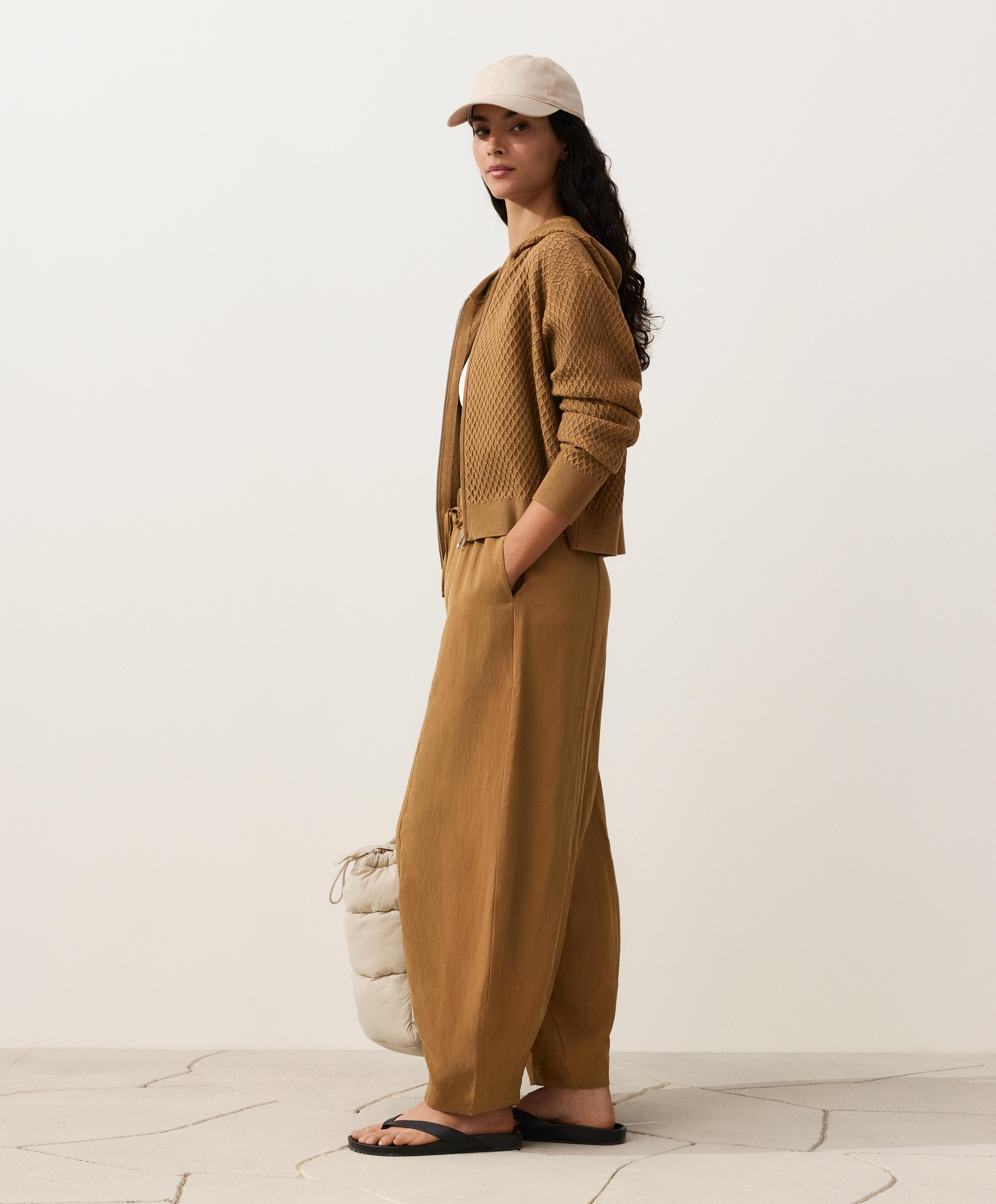 Balloon trousers lyocell blend and 24% linen with seams — COPPER