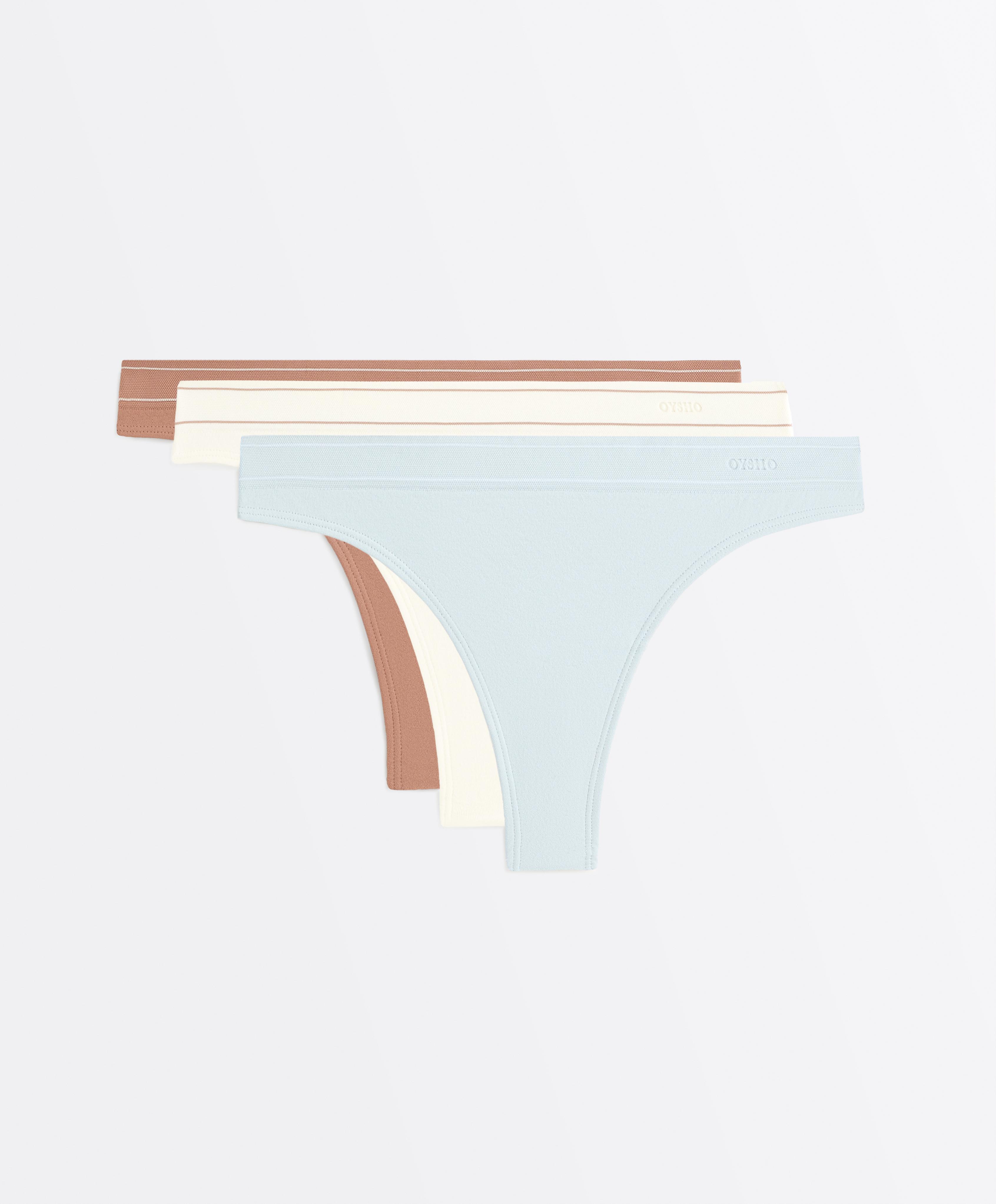 3 seamless soft touch thongs with contrast