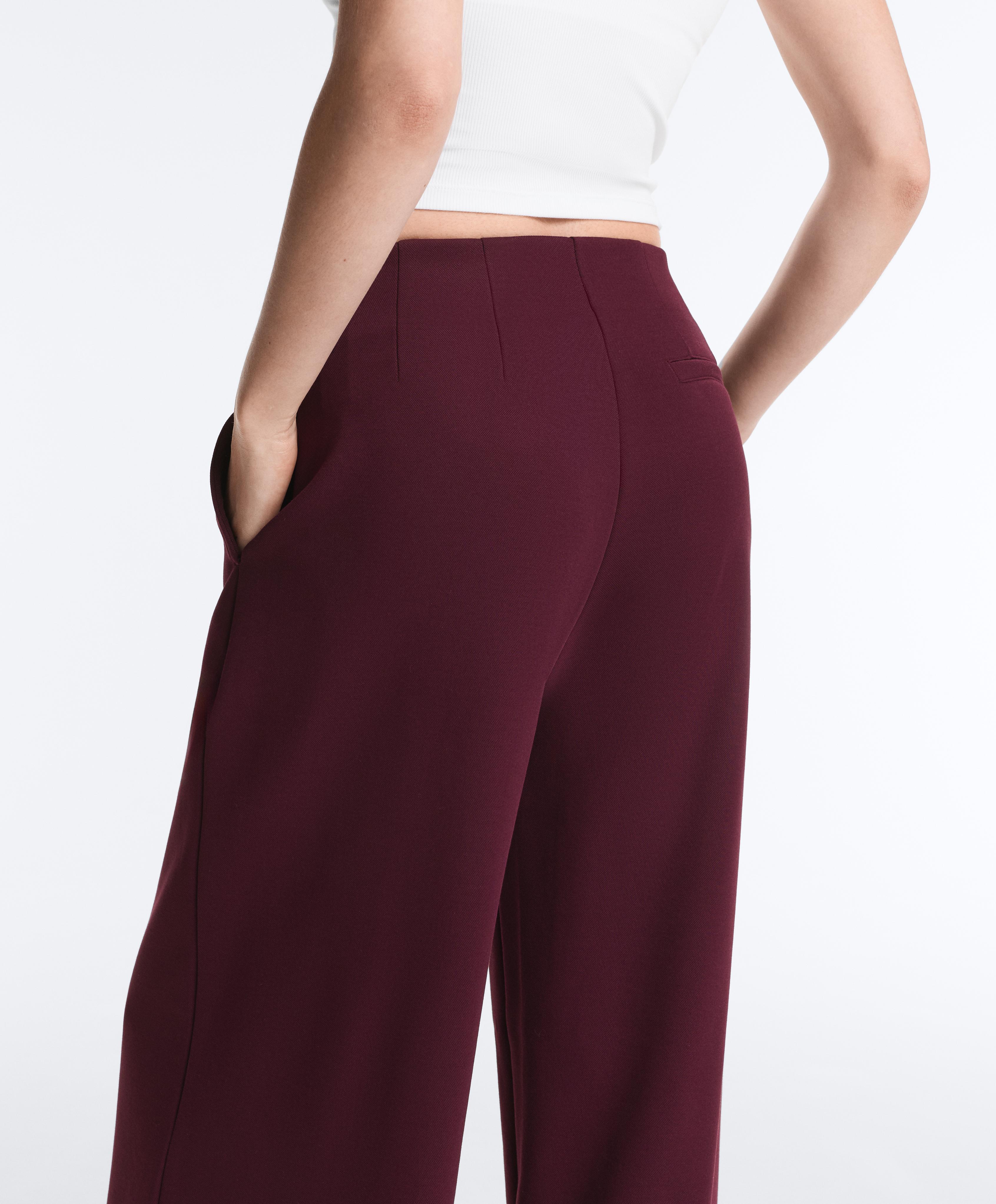 Super high rise piqué long trousers with cotton