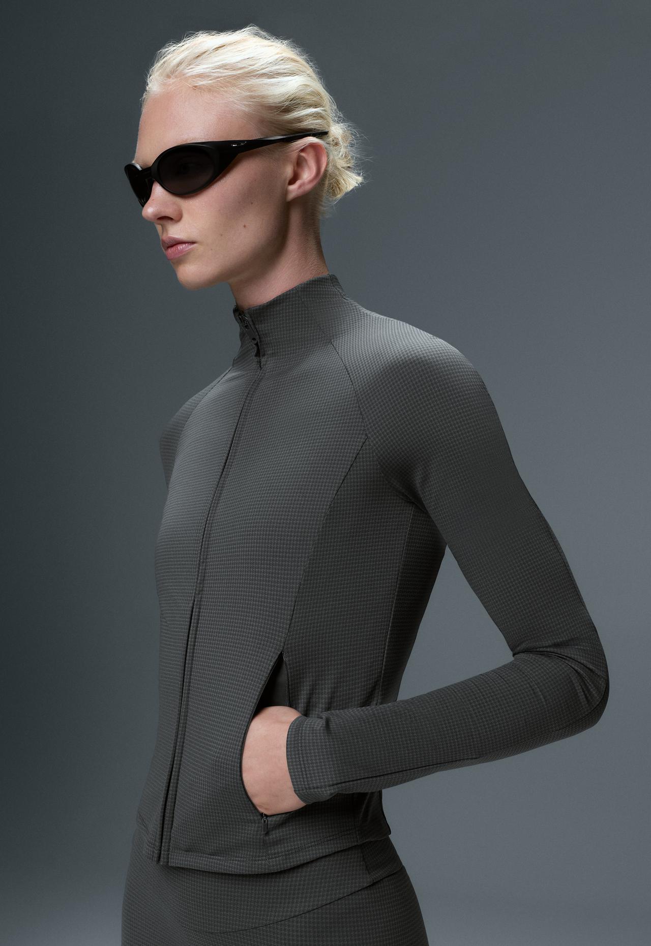 Houndstooth technical jacket — ANTHRACITE