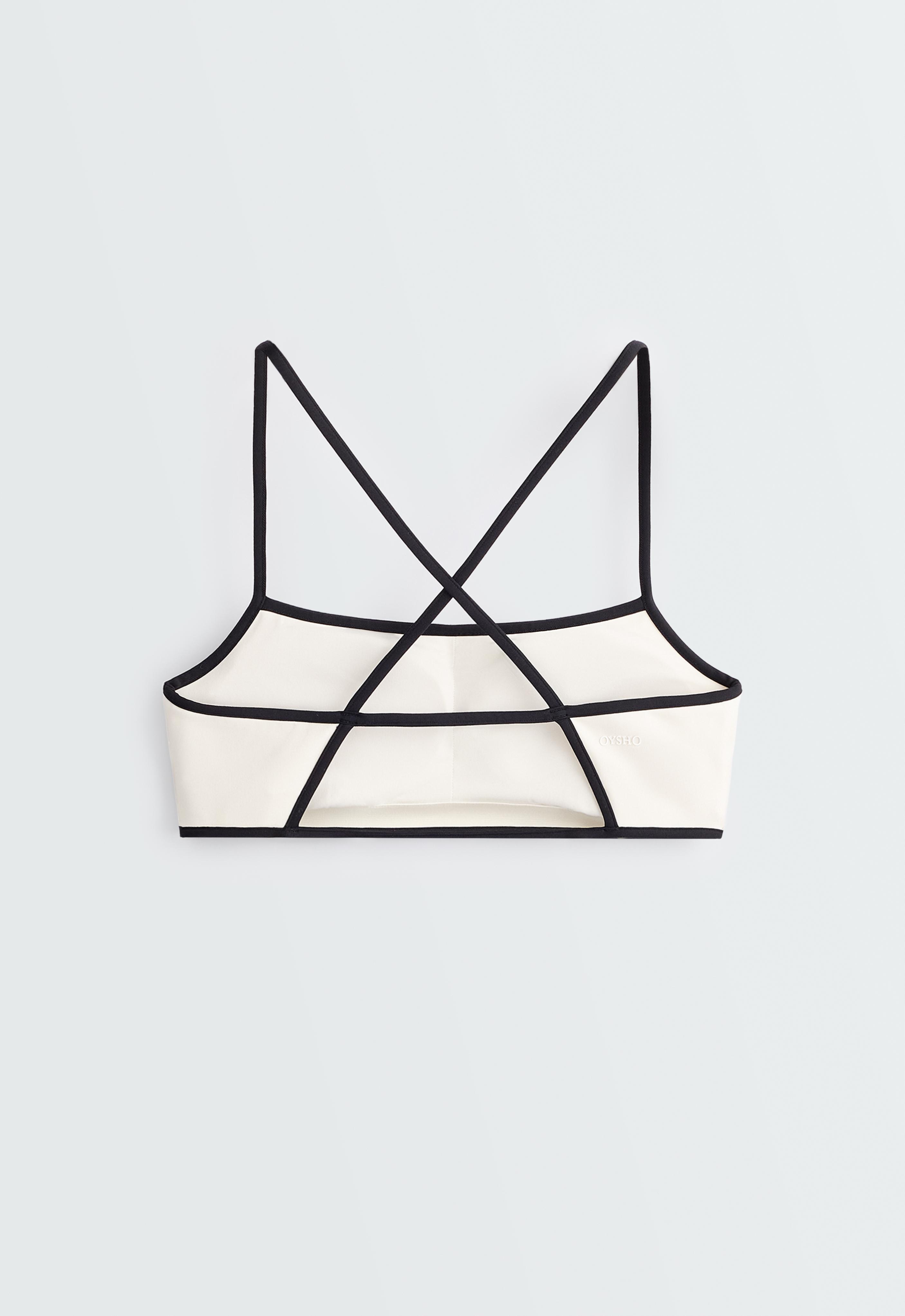 Low-support Comfortlux contrast sports bra — PALE ECRU
