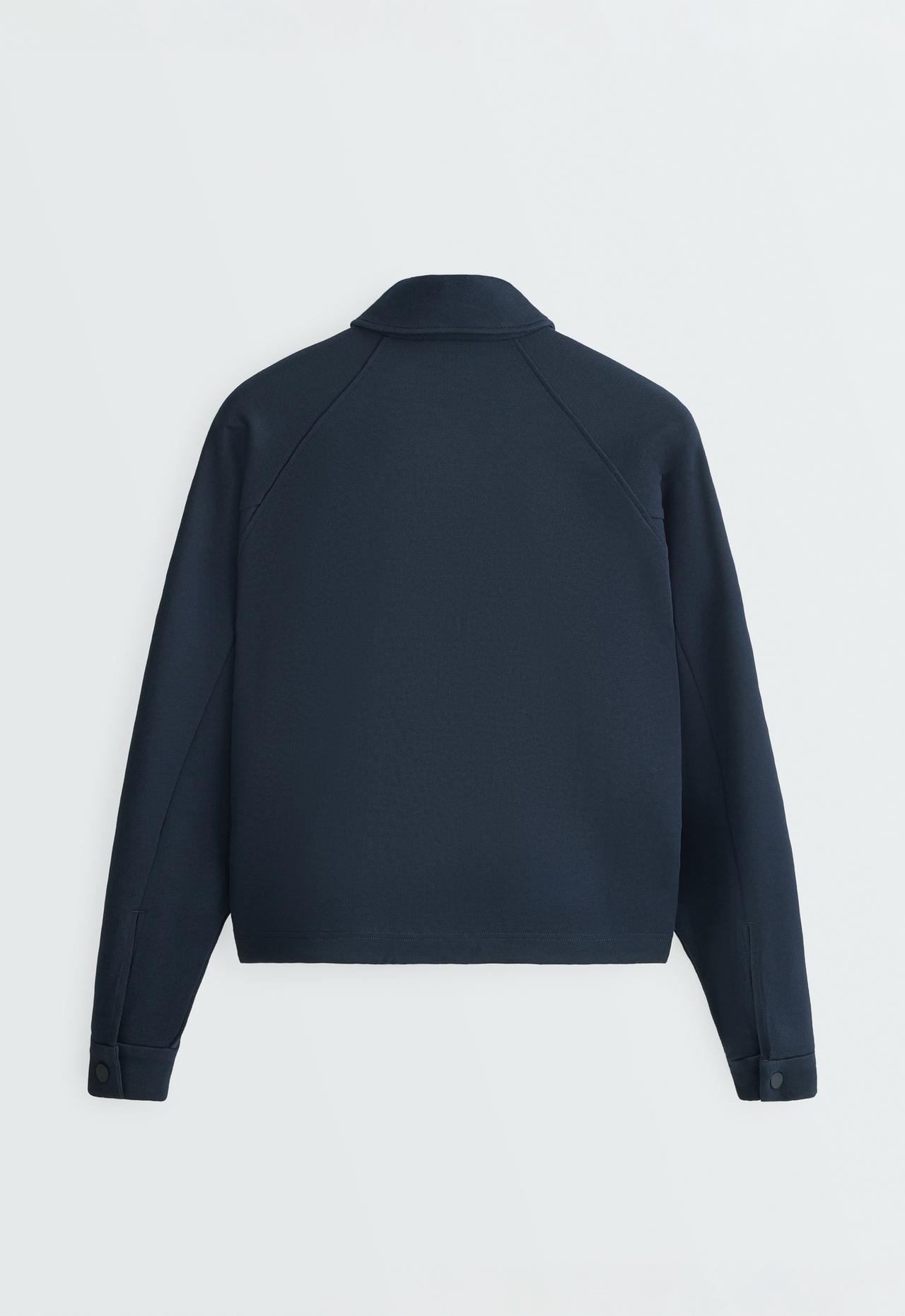 Cotton piqué pocket jacket — NAVY BLUE