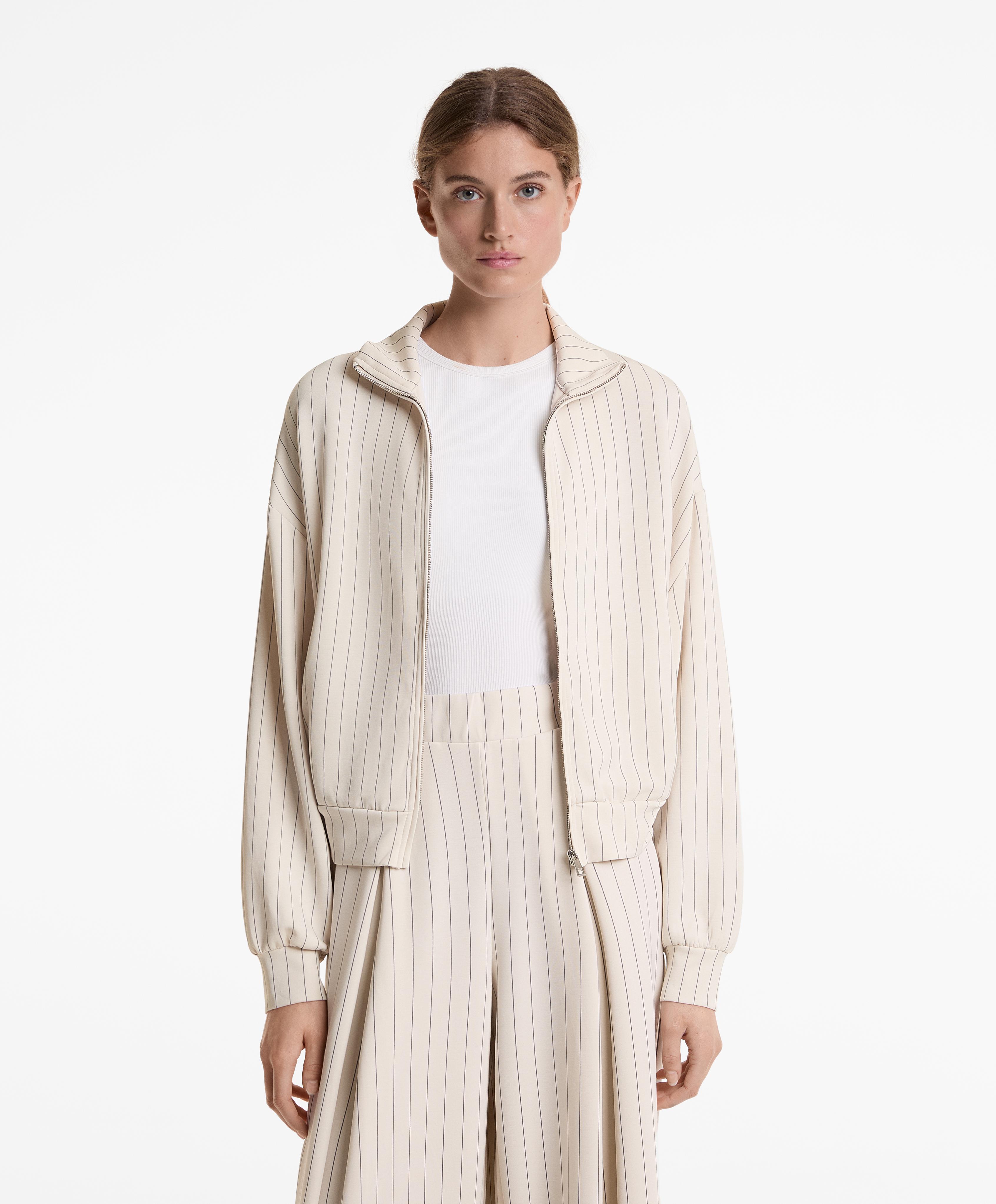 Veste à rayures diplomatiques avec modal au toucher doux Veste à rayures diplomatiques avec modal au toucher doux