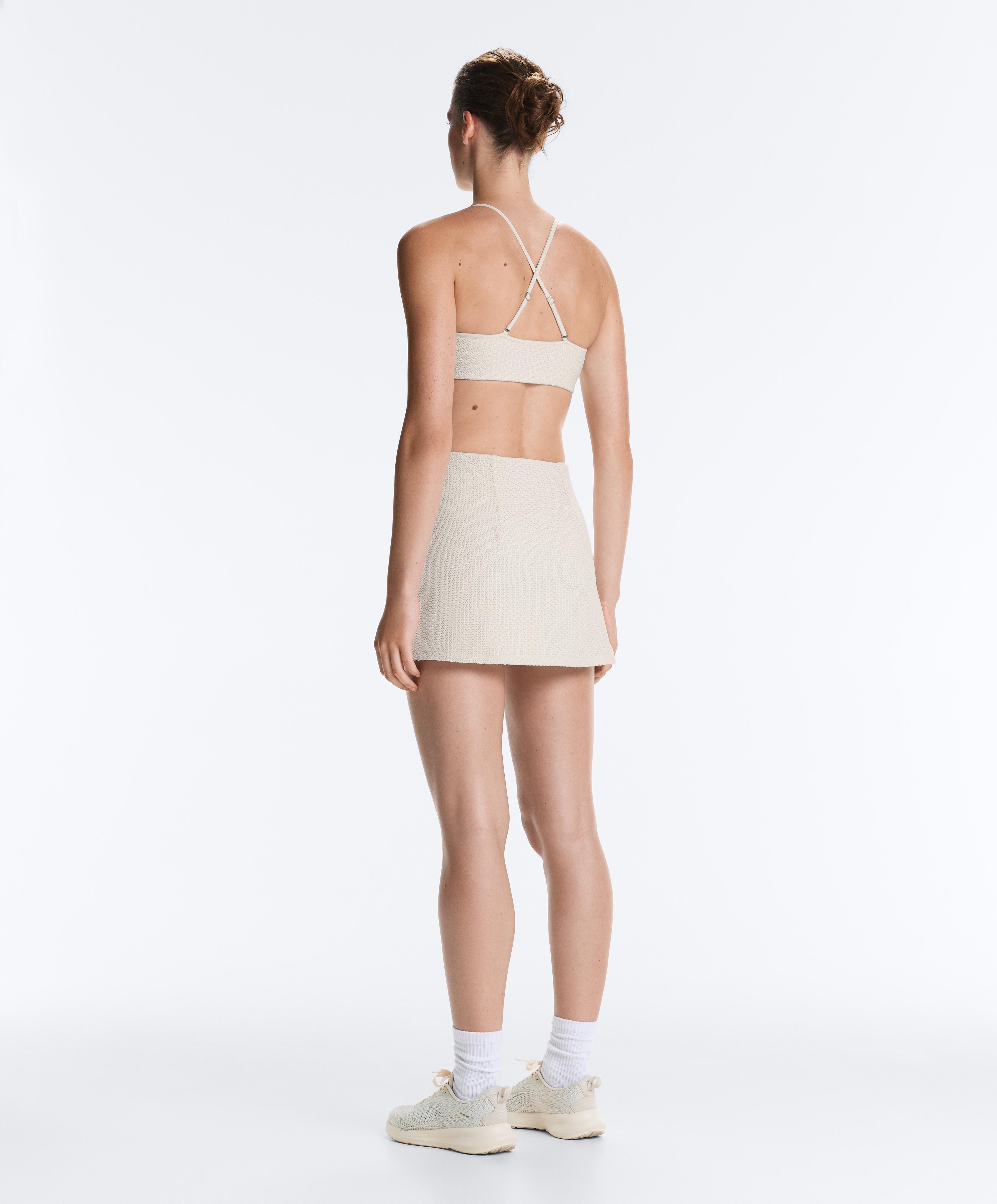 Low-support Comfortlux crochet sports bra — PALE ECRU