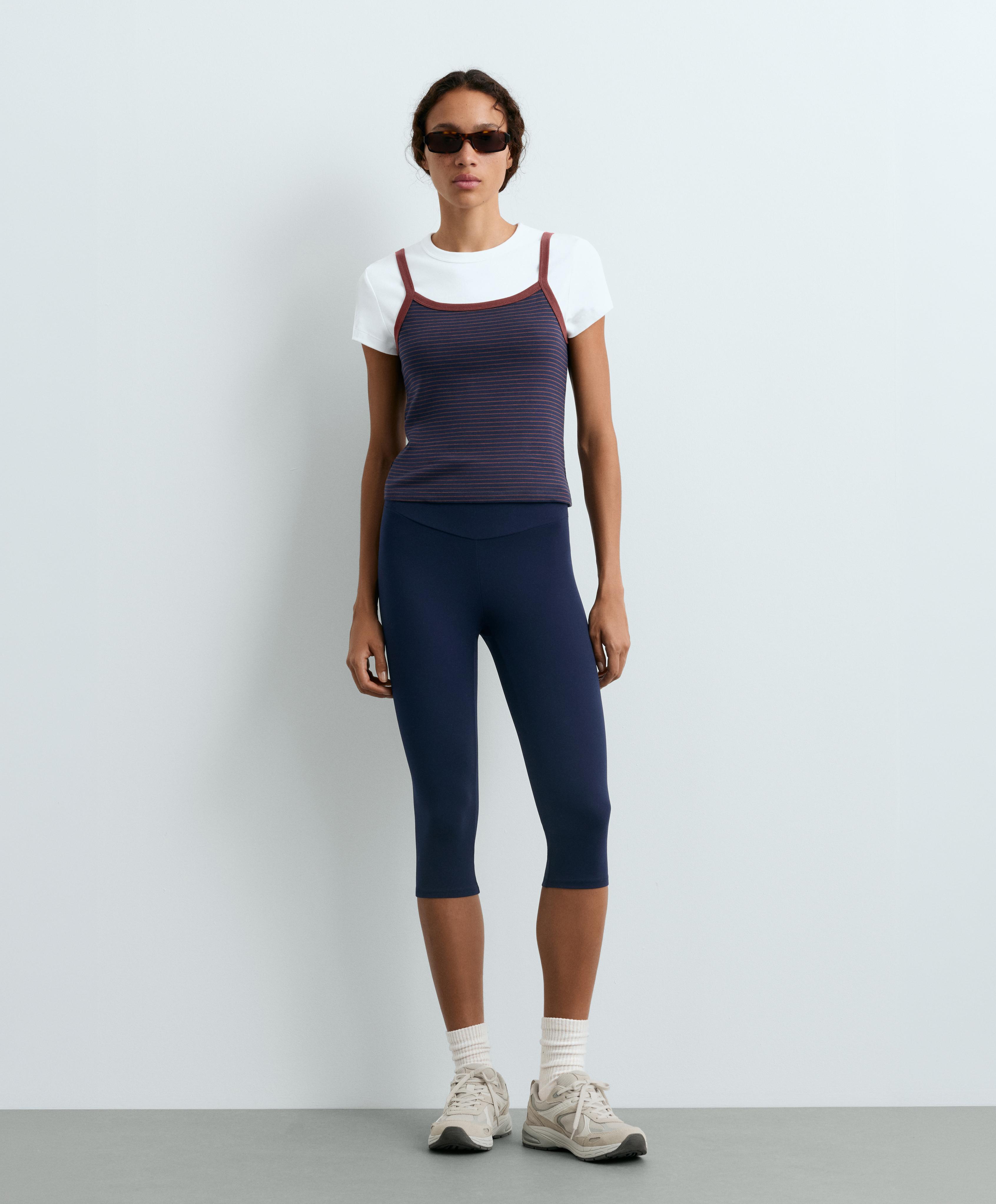 Striped cotton-blend rib vest top — TERRACOTTA