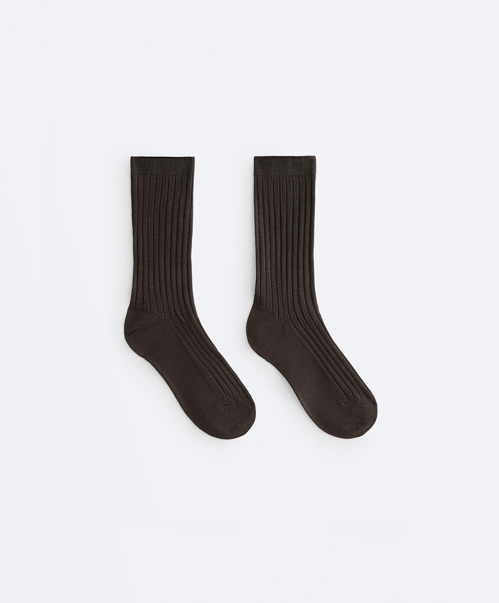 Classic Rib silk blend sock — CHOCOLATE      
