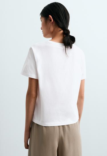 Regular cotton blend short-sleeve T-shirt — WHITE  4