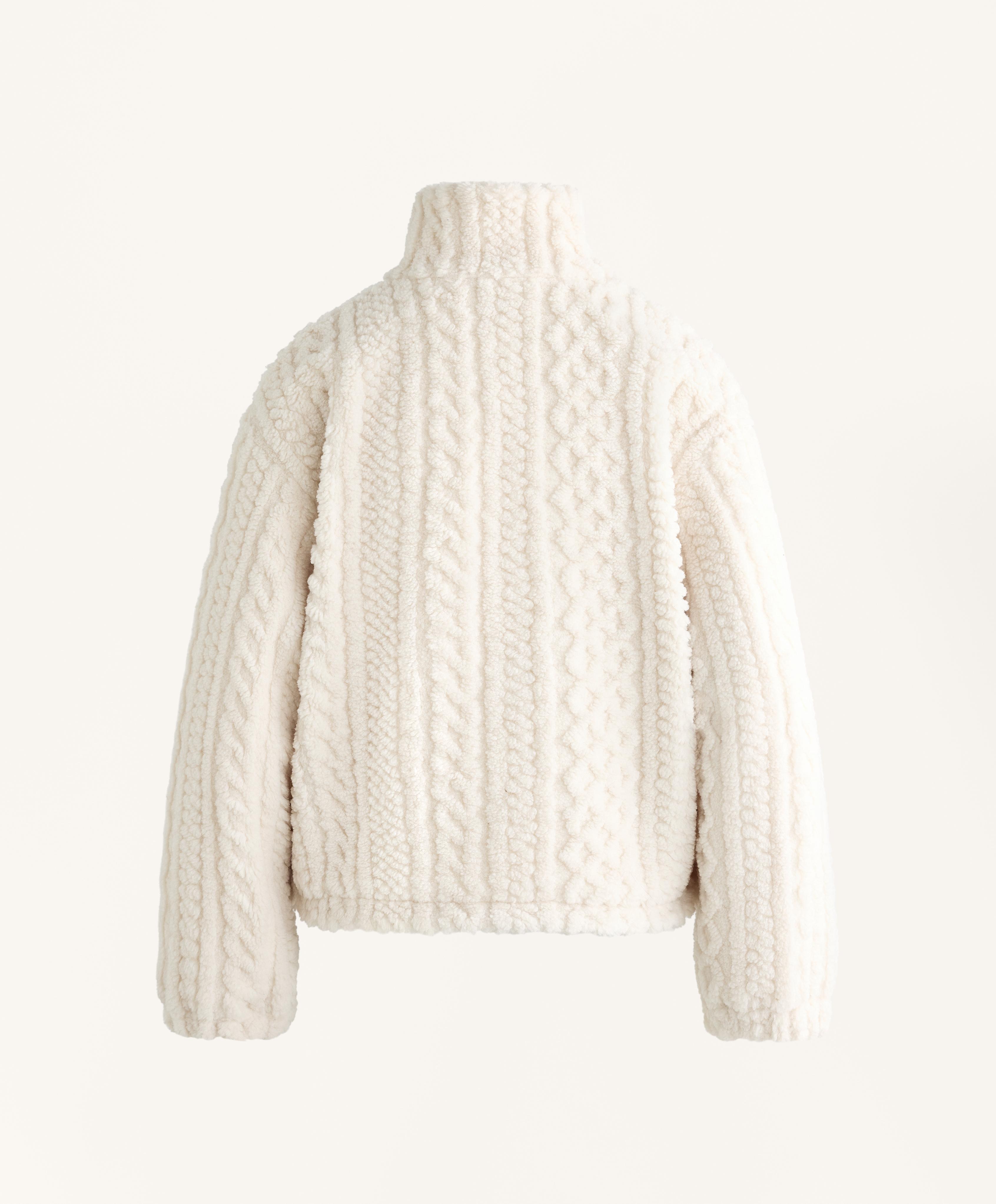 Cable-knit faux-shearling jacket — ECRU