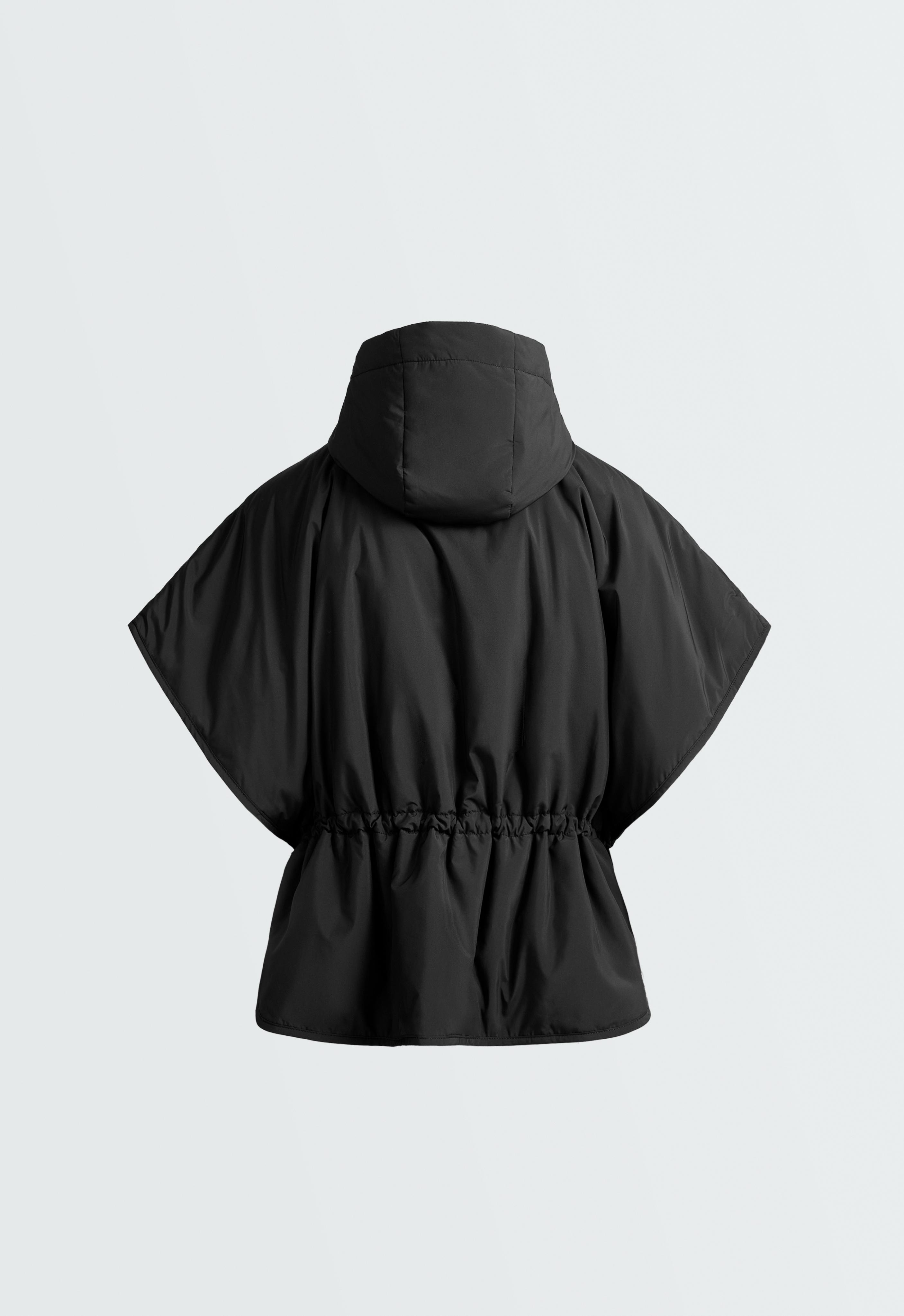 Cape-style padded gilet — BLACK