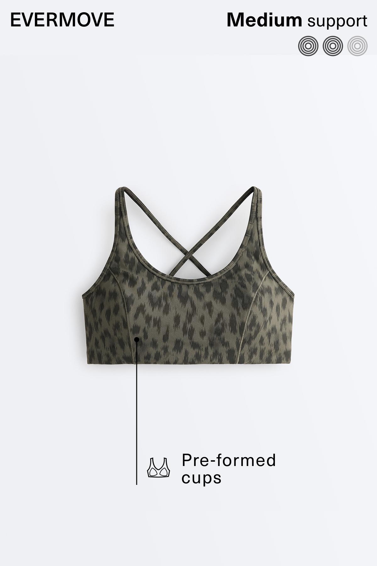 Evermove medium-support sports bra — DARK KHAKI