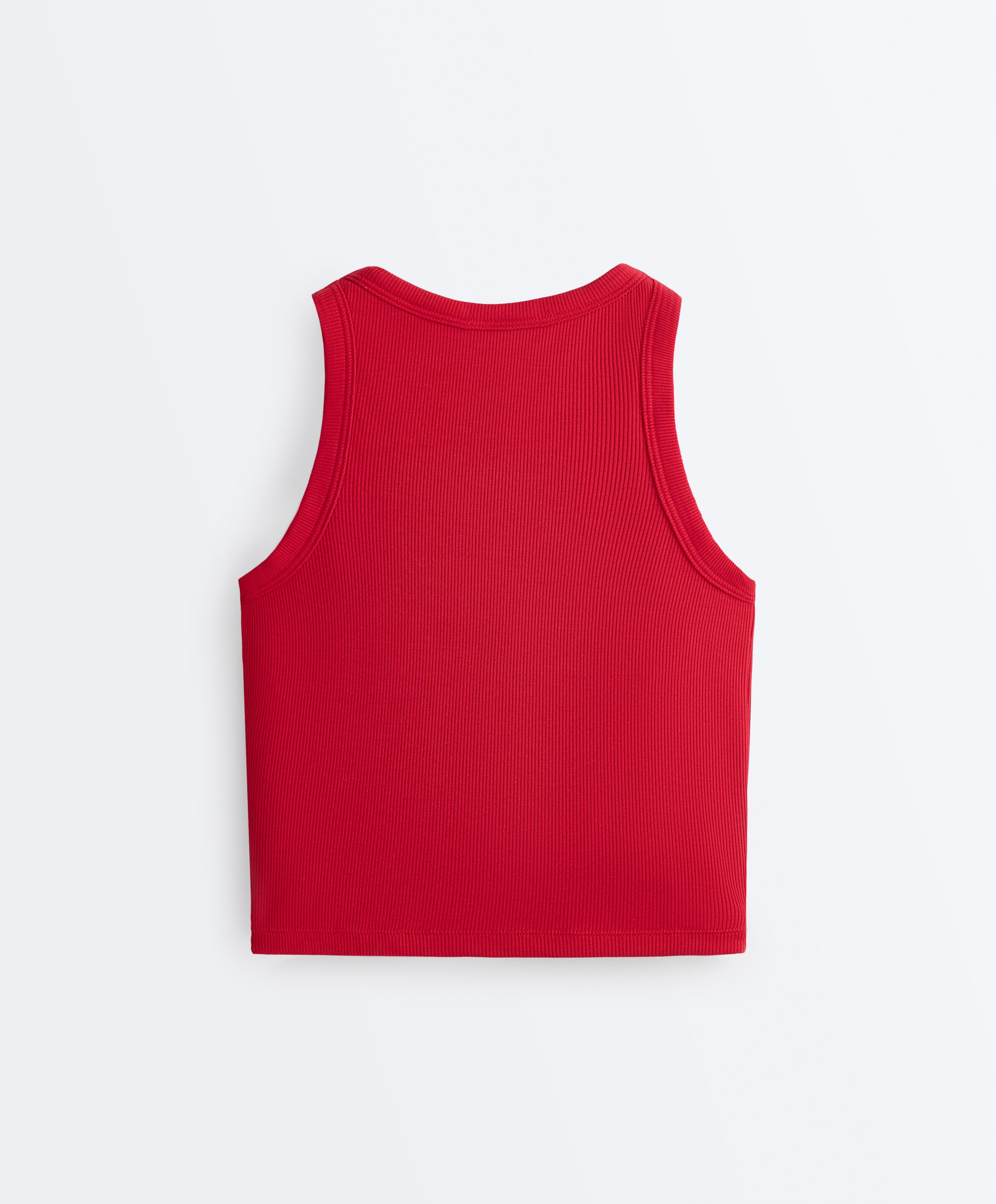 Rib modal blend long tank top — STRONG RED