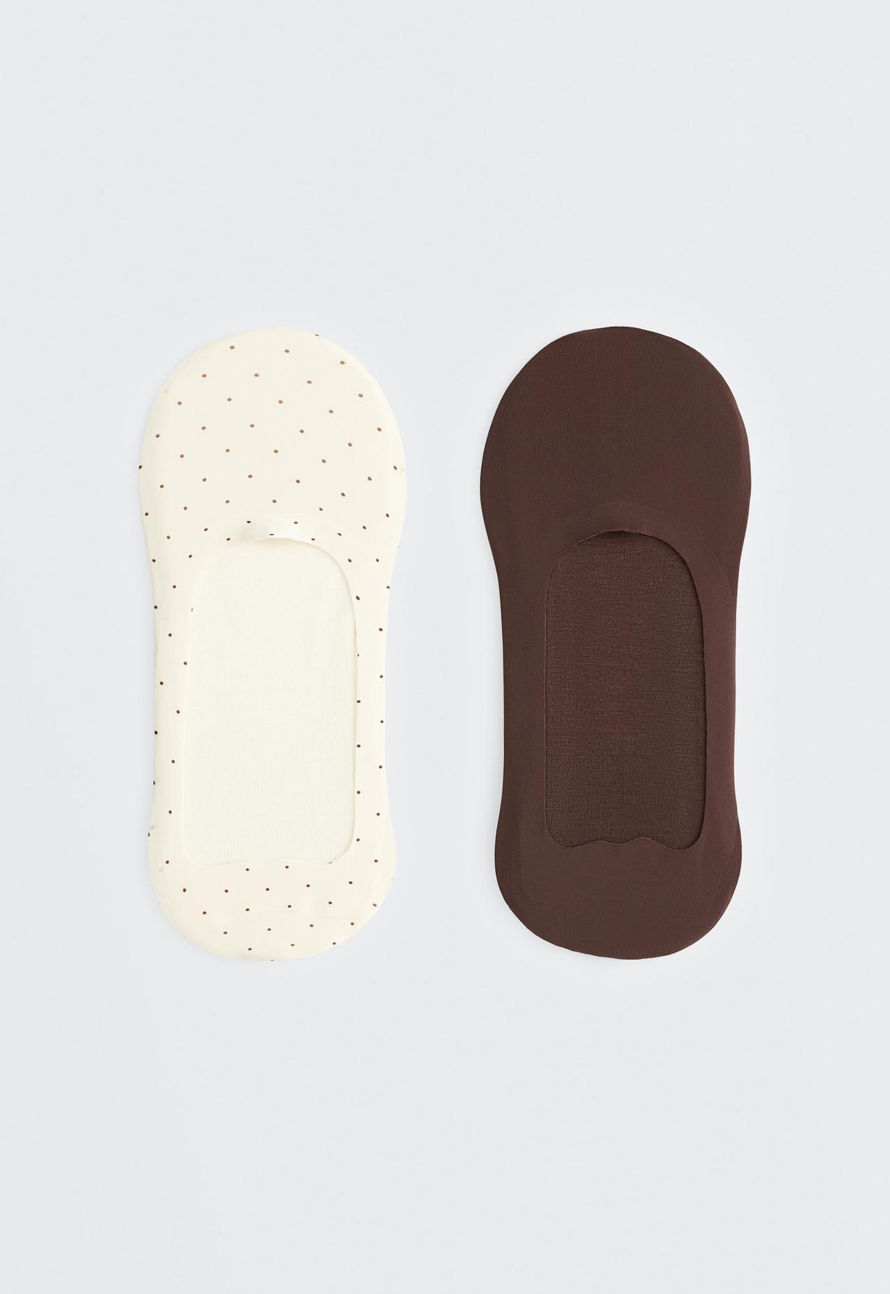 2-pack medium-cut invisible microfibre socks — BROWN